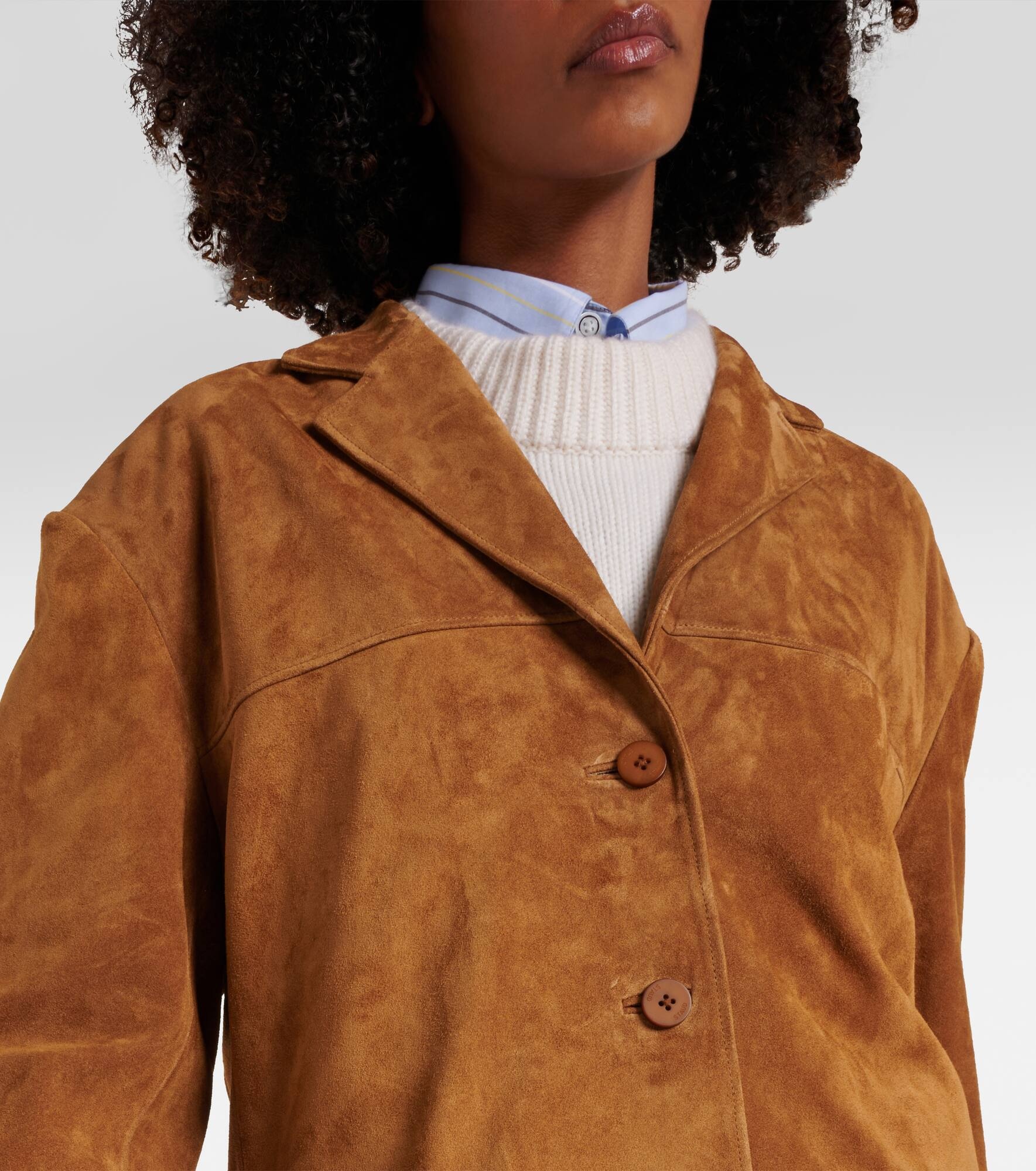 Corrine single-breasted suede jacket - 5