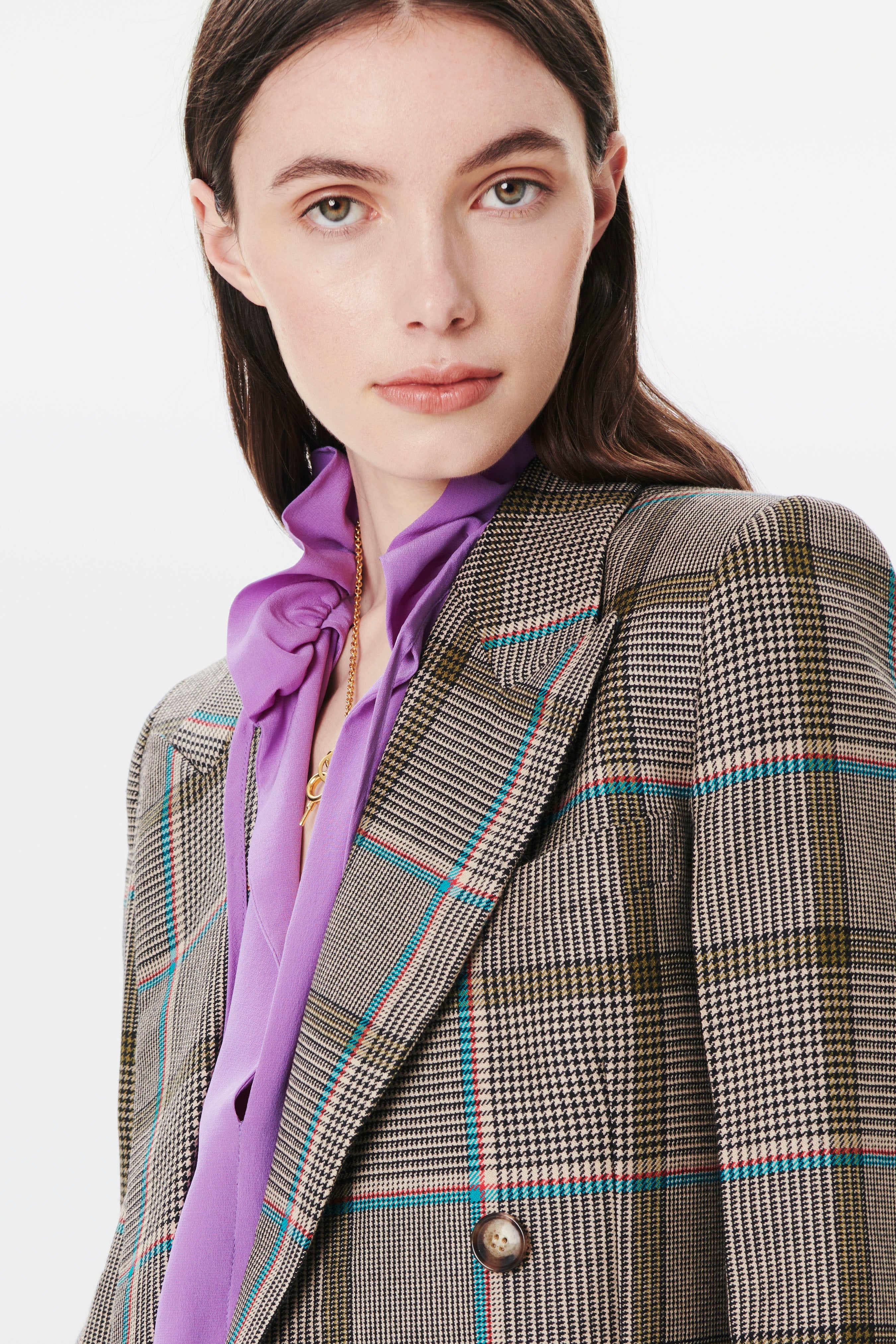 Tailored Double Breasted Jacket in Turquoise-Olive - 4
