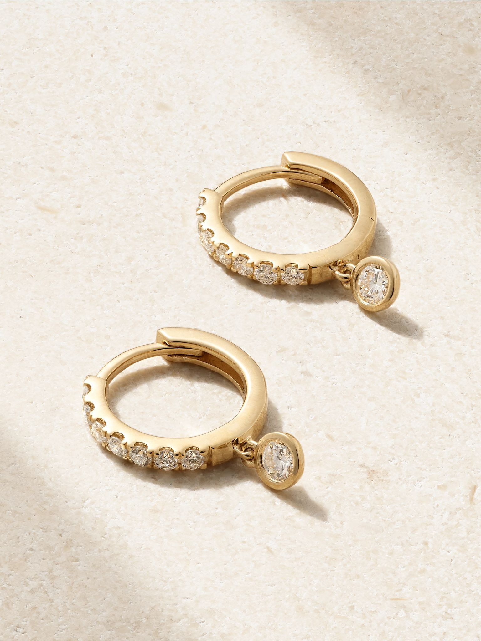 14-karat gold diamond hoop earrings Gold - 1