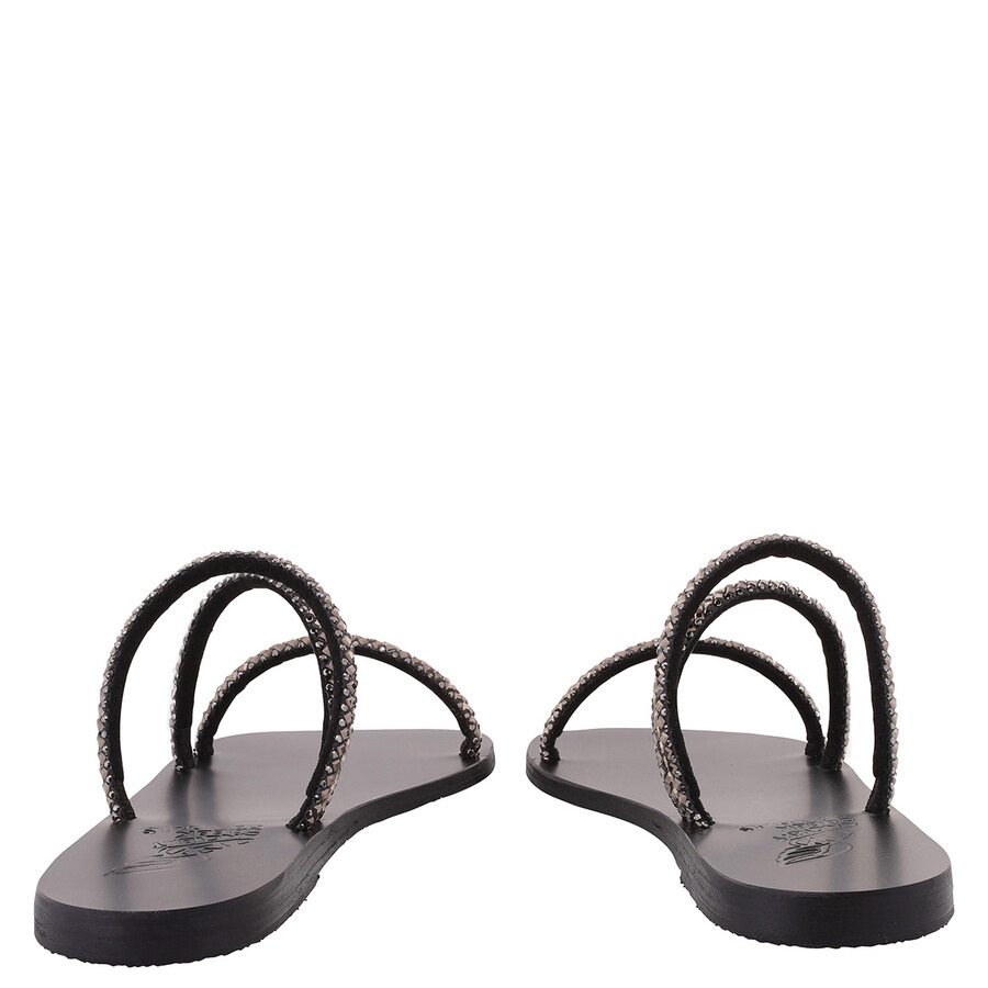 Ancient Greek Sandalsv Ladies Black Polytimi Crystal Sandals - 4