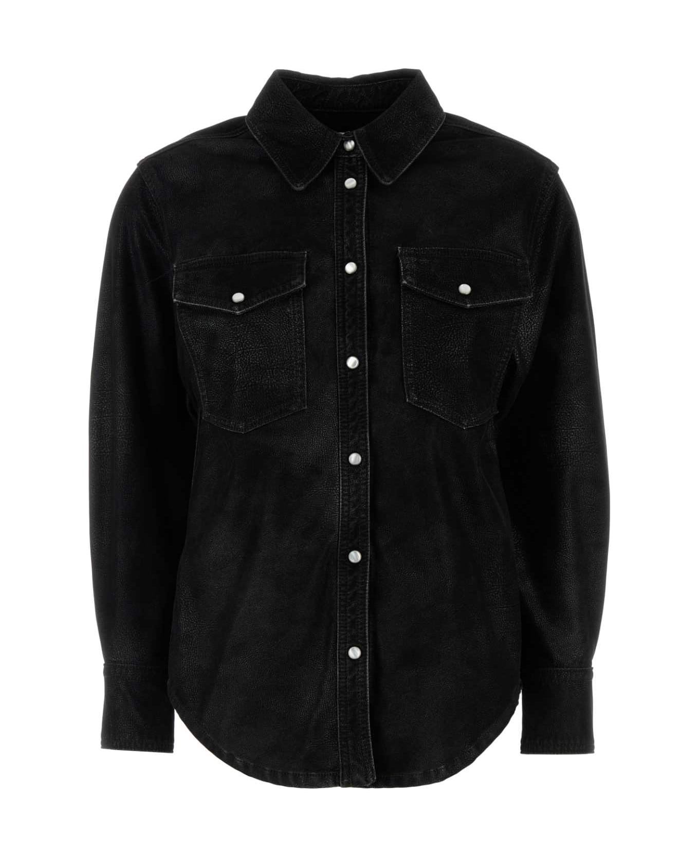 Black Synthetic Leather Karima Shirt - 1