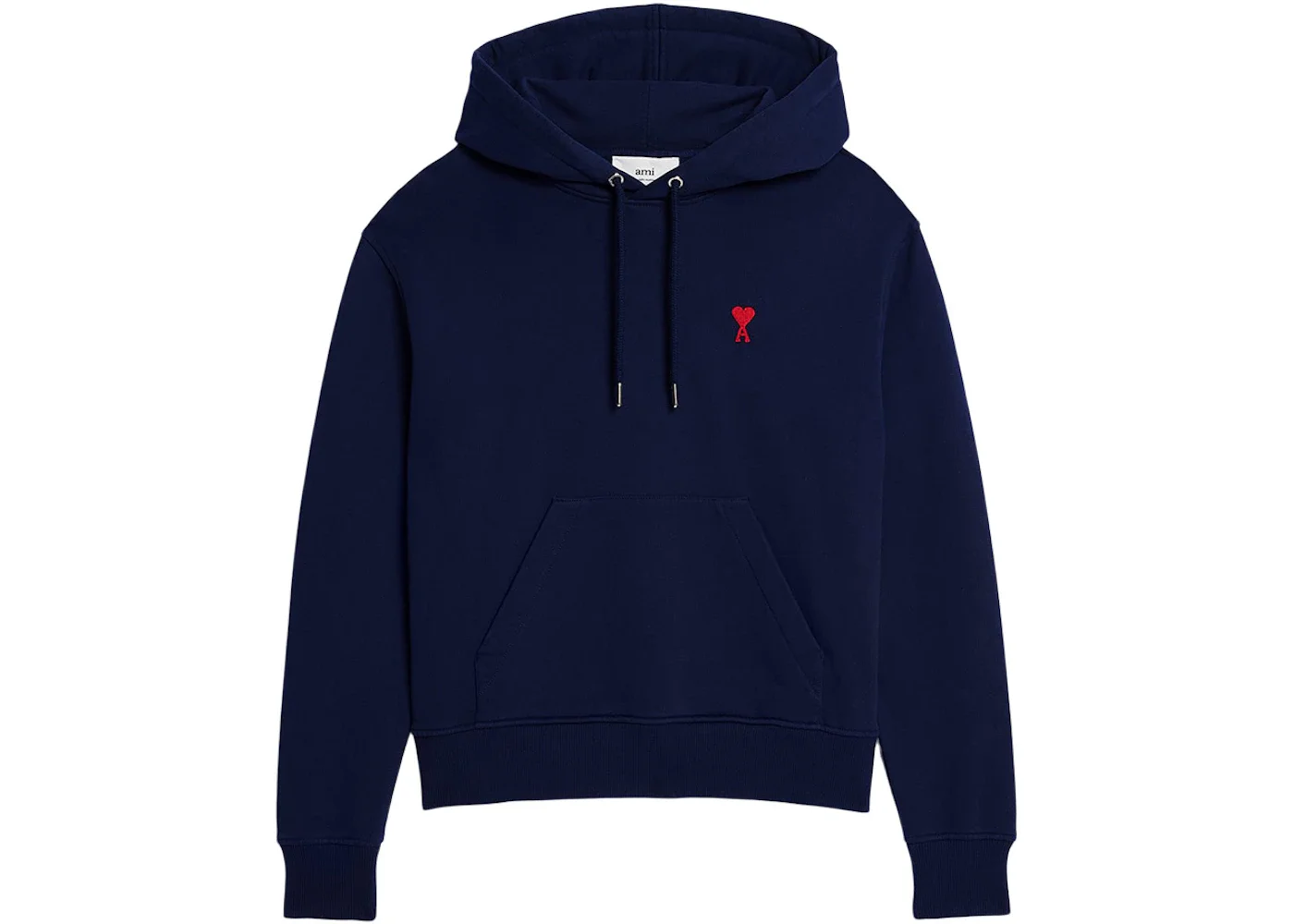 Ami Paris Ami de Coeur Tonal Small ADC Classic Fit Hoodie Nautic Blue/Red - 1