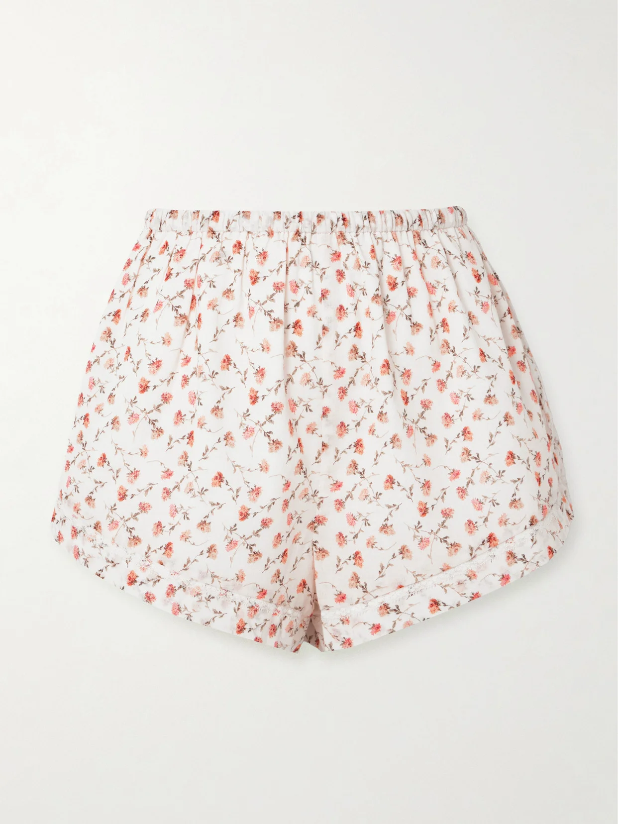 Charlotte Lace-trimmed Floral-print Cotton Shorts - 1