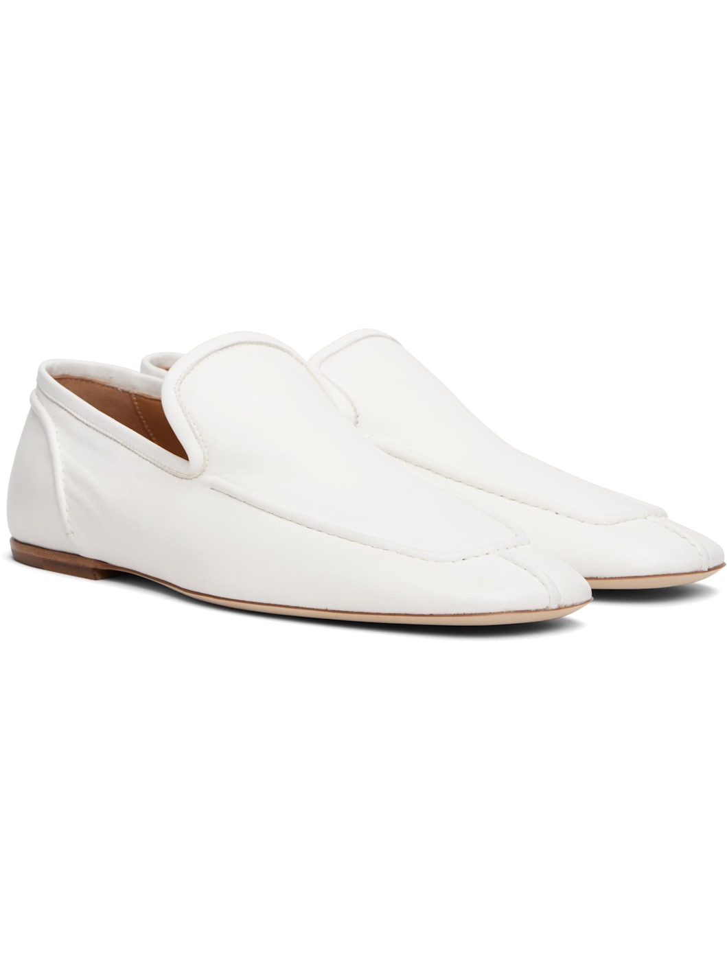 White Leather Loafers - 4