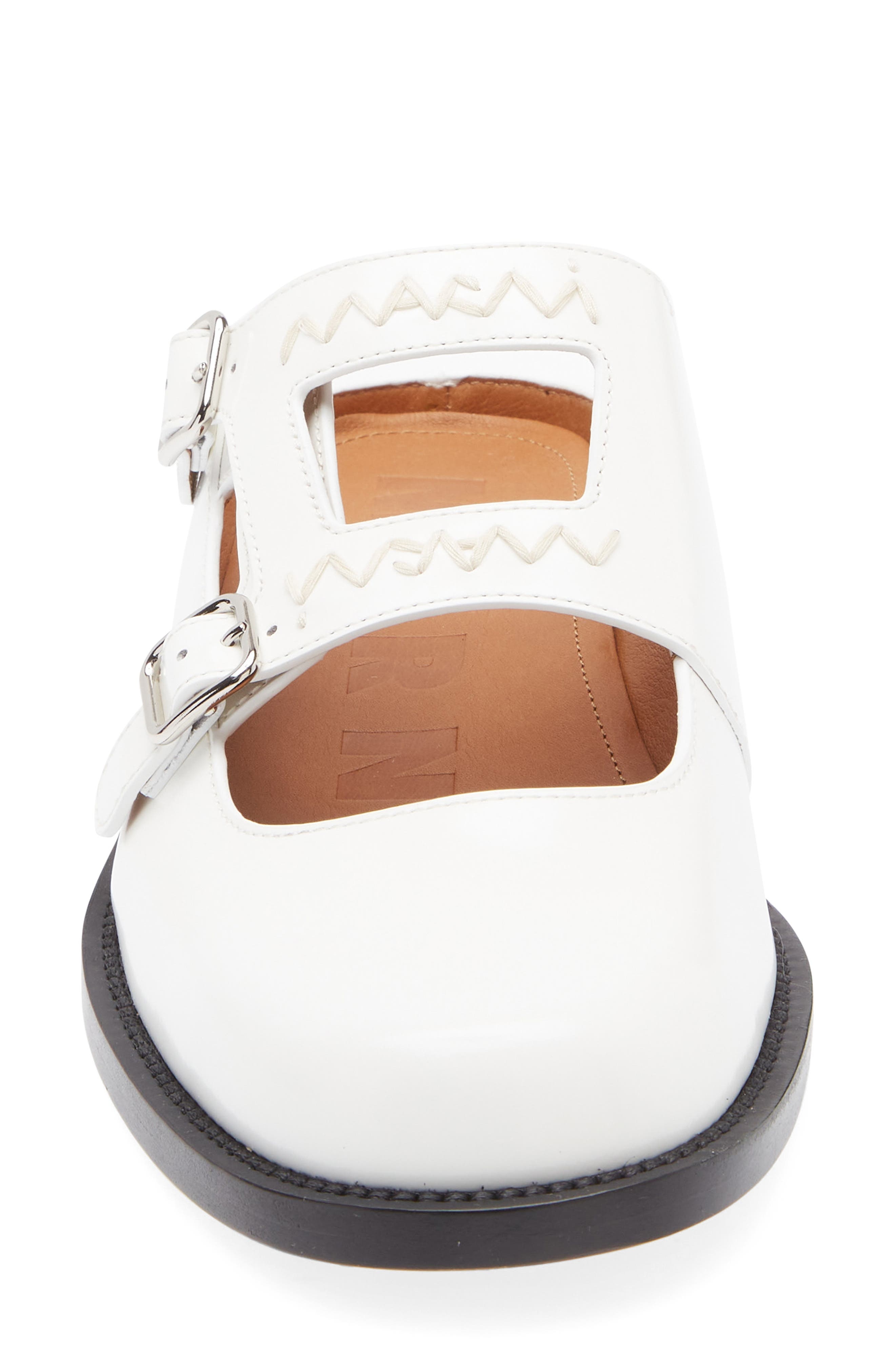 Marni Logo Embroidered Sabot Mule in White at Nordstrom - 4