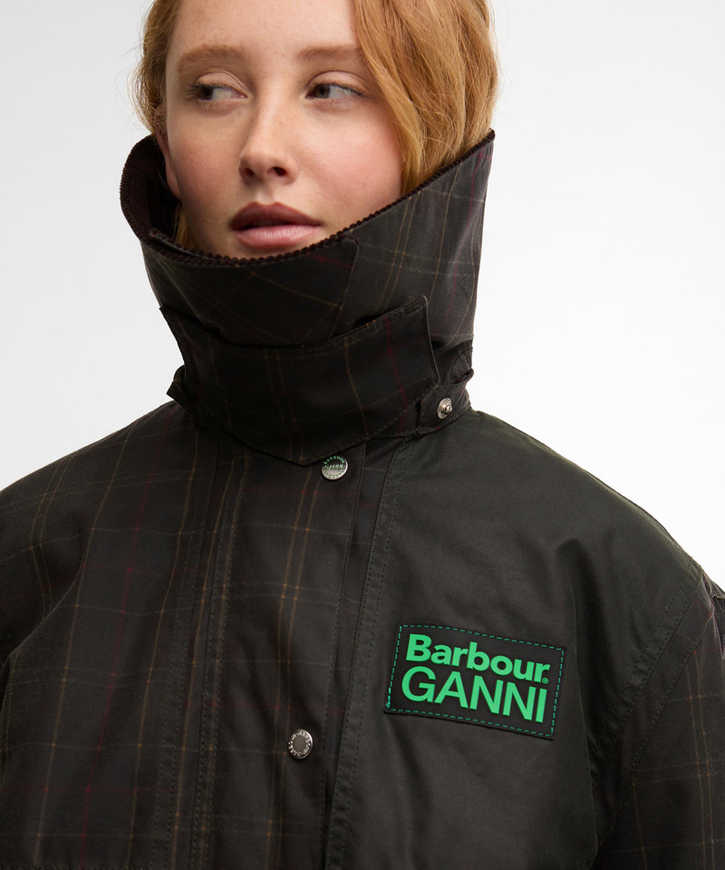 x GANNI Tartan Waxed Duffle Coat 5