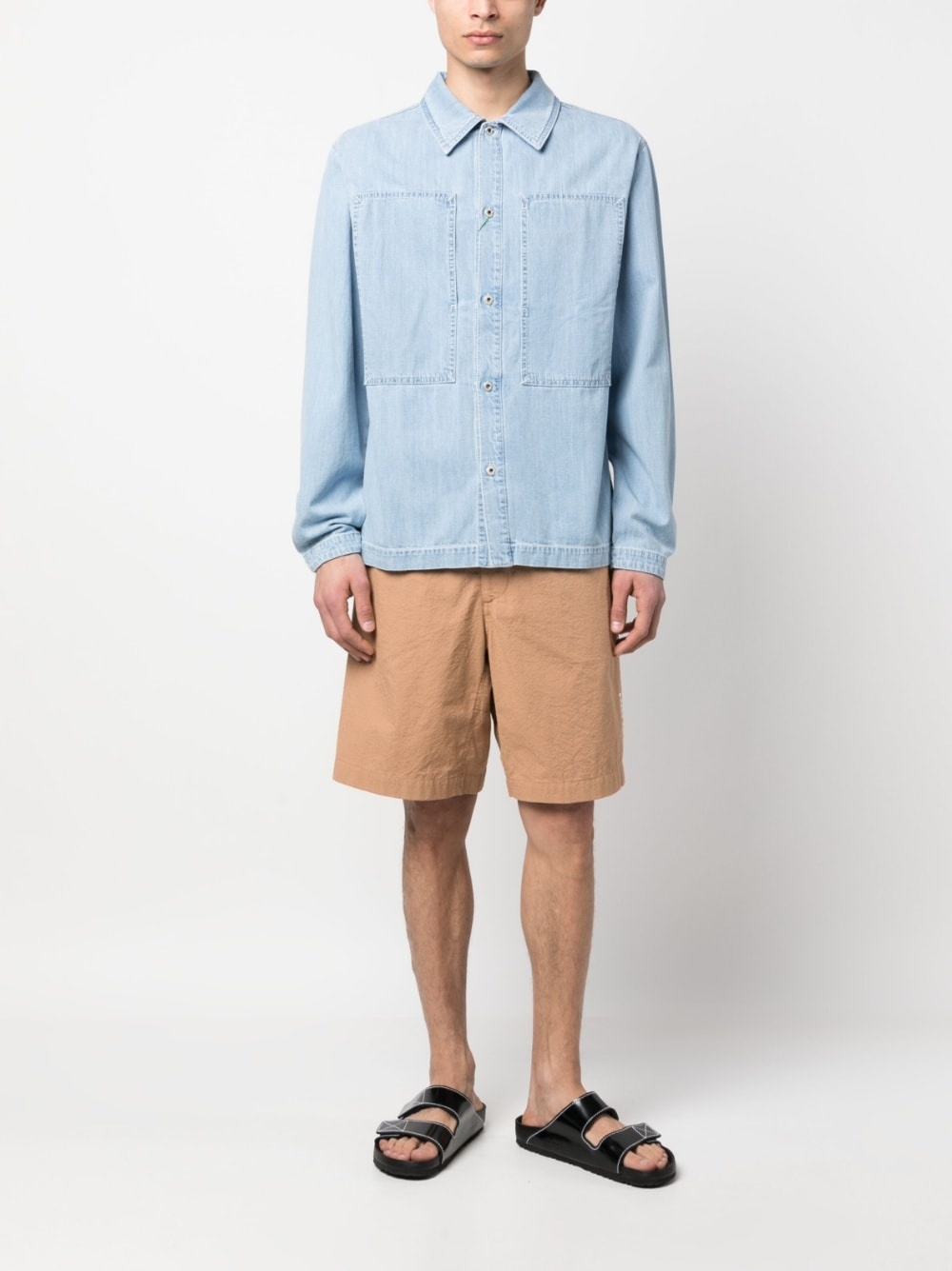 patch-design denim shirt - 2