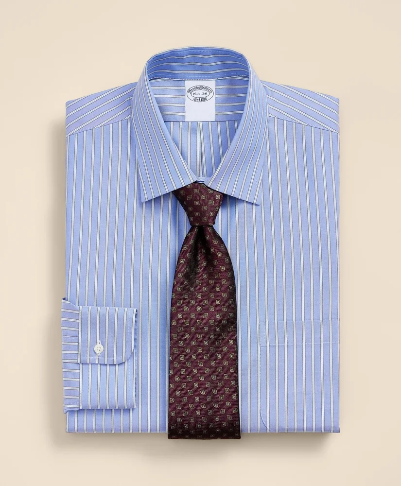 Supima® Cotton Non-Iron Pinpoint Oxford Ainsley Collar Stripe Dress Shirt - 1