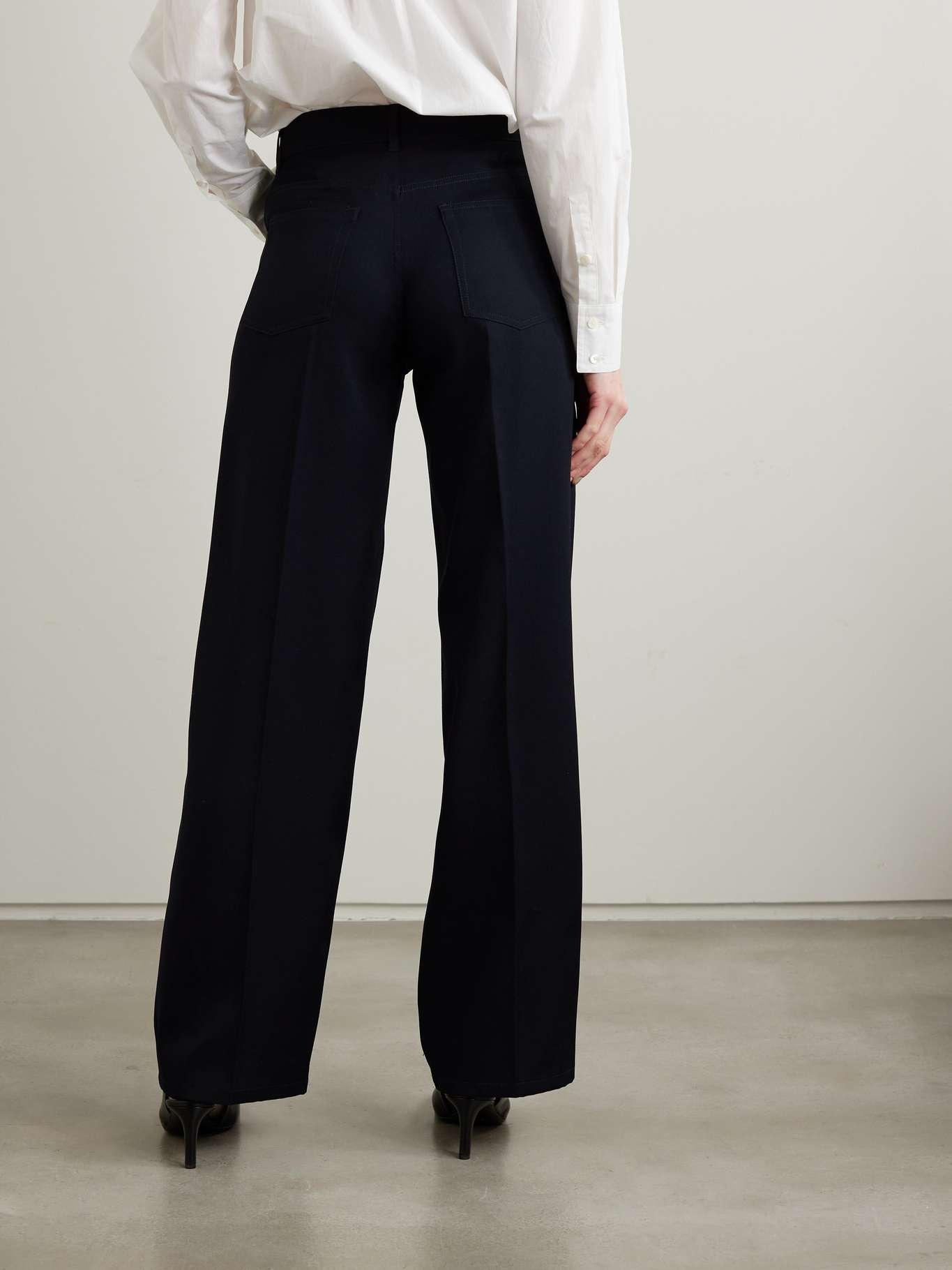 Wool-gabardine straight-leg pants - 4