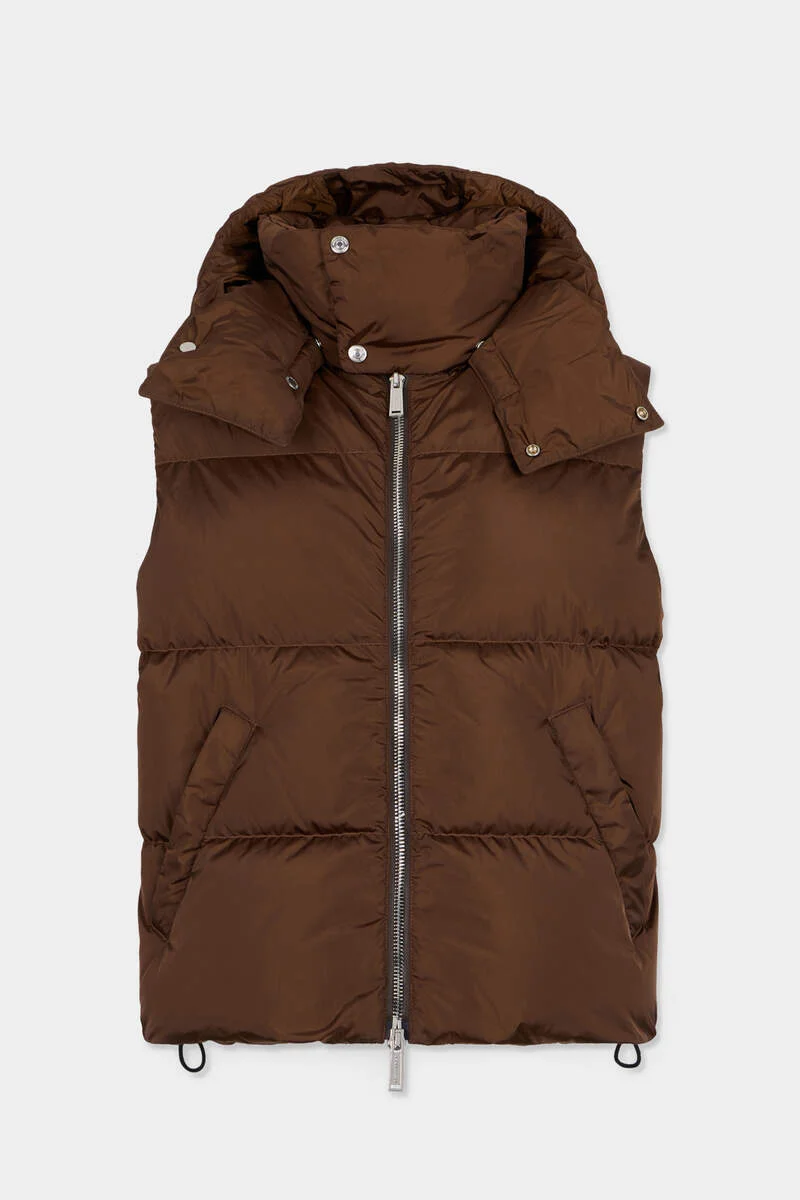 HOODED DOWN VEST - 1
