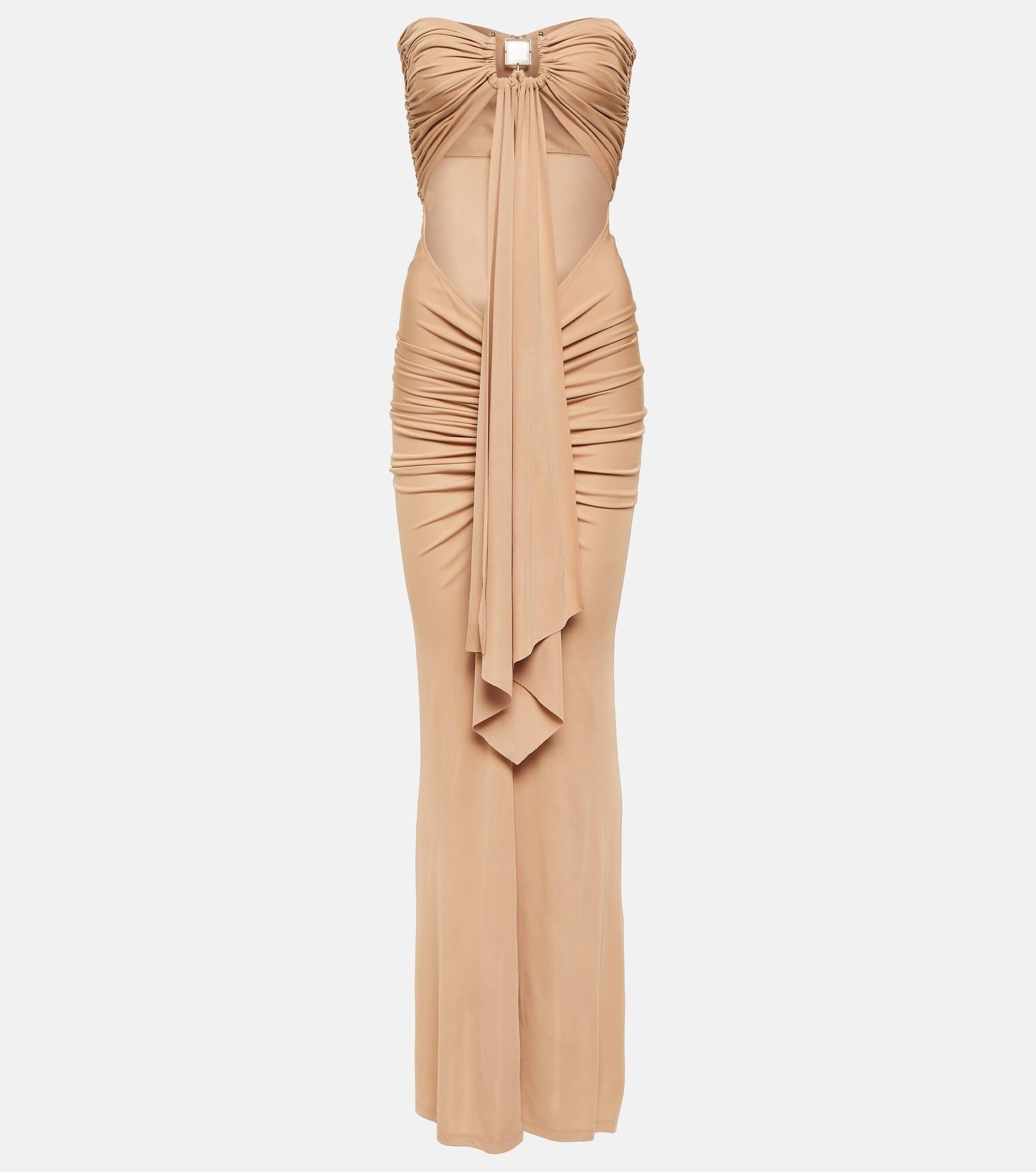 Ring-detail ruched cutout maxi dress - 1