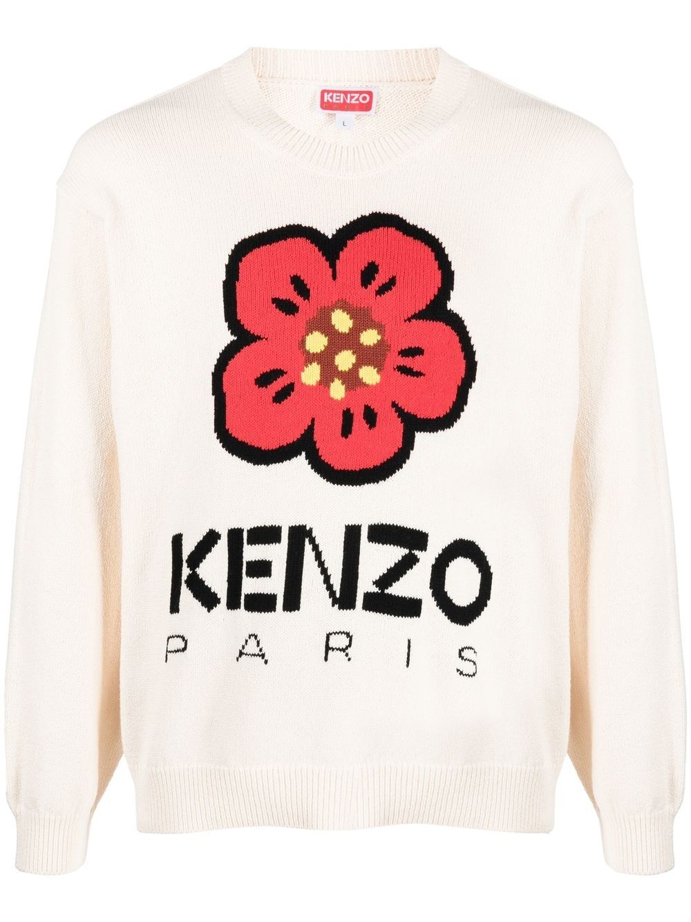 knitted flower logo jumper - 1