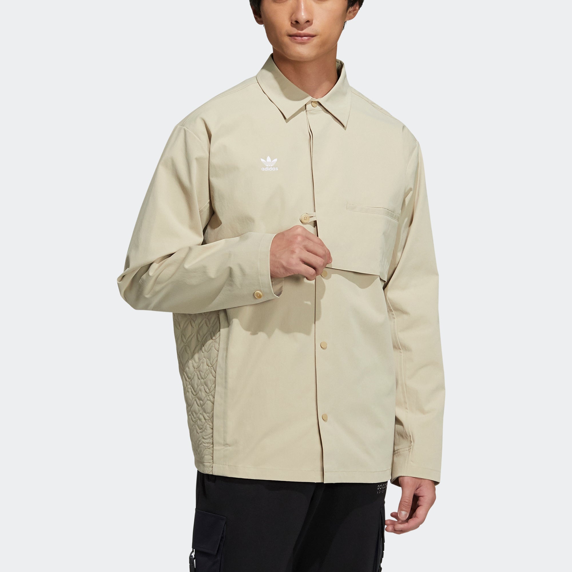 Men's adidas originals Cny Limited Button Sports Long Sleeves Prairie Brown Shirt HD0348 - 2