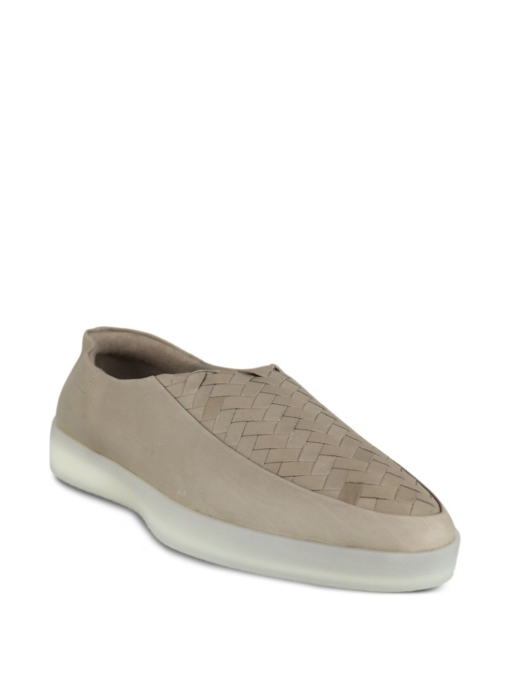 woven-panel leather loafers - 2