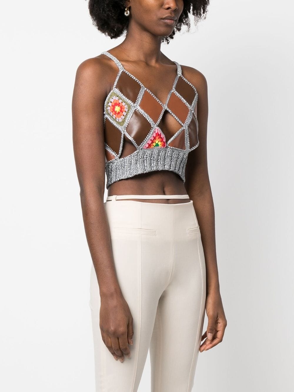 diamond-panel cropped top - 3