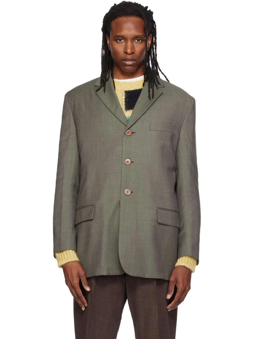 Gray 'Tre Bottoni' Blazer - 1