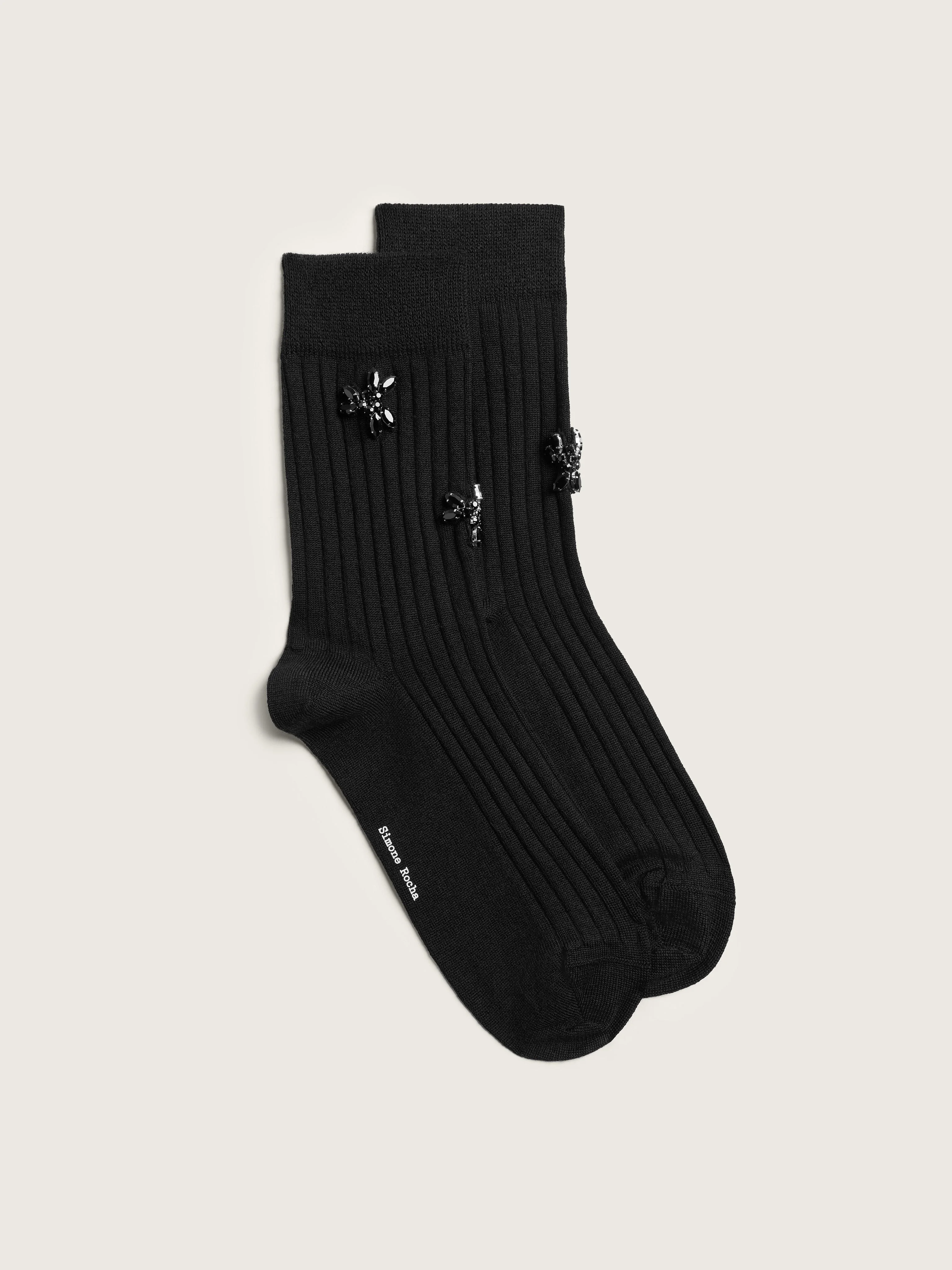 Embellished Merino Silk Ankle Socks - 1