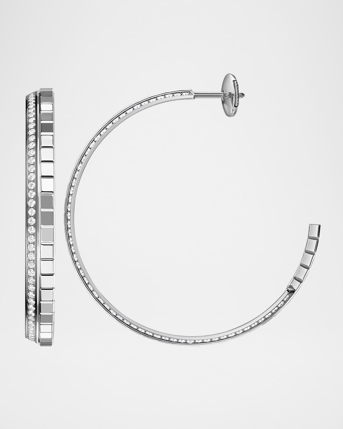 Ice Cube 18K White Gold Diamond Hoop Earrings - 6