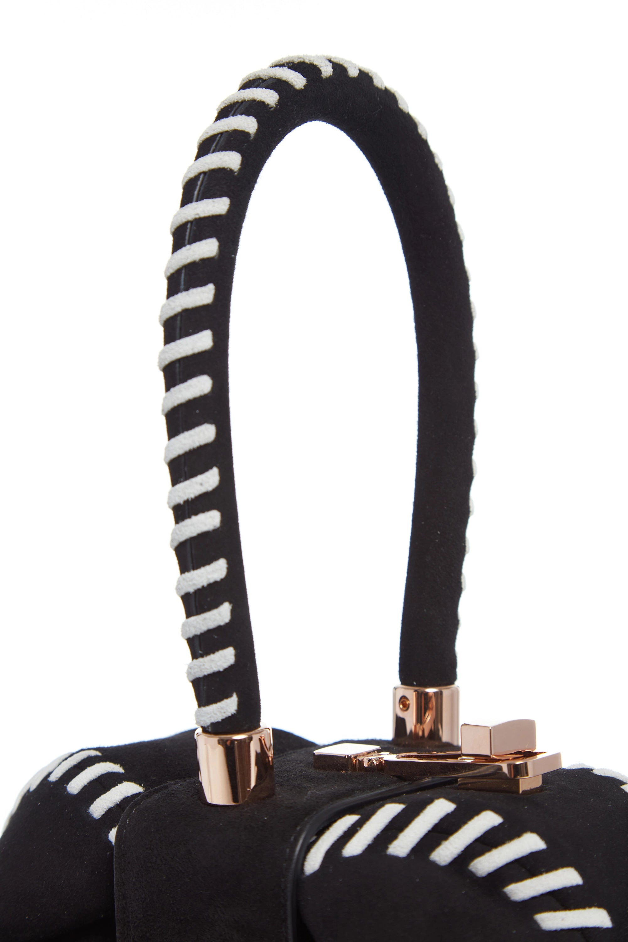Whipstitch Demi Bag in Black Suede - 4