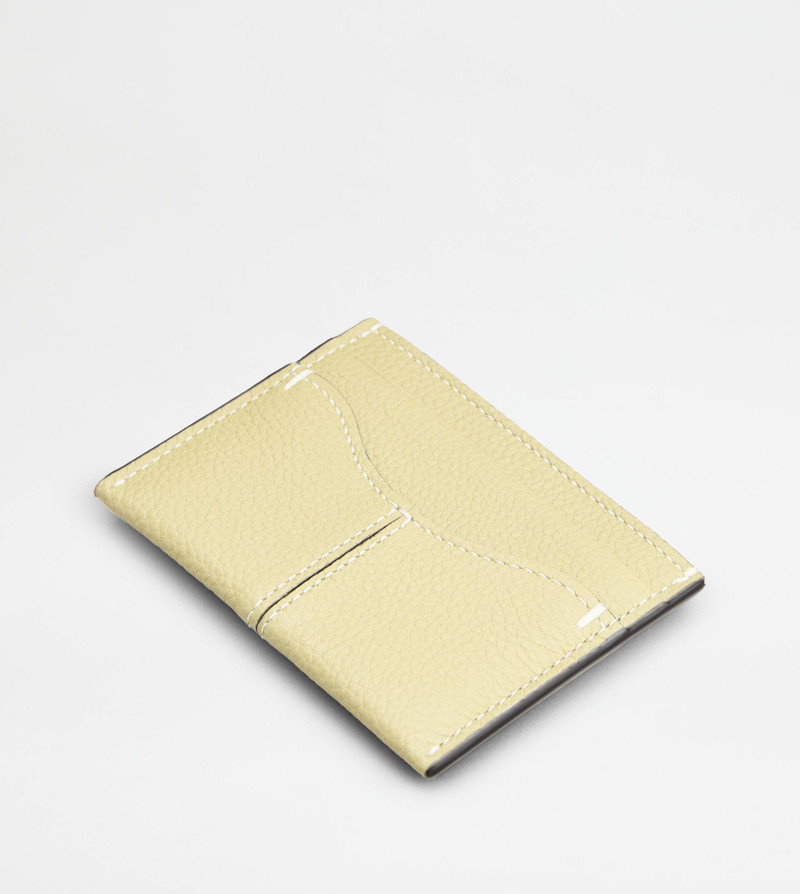 CARD HOLDER IN LEATHER - YELLOW 3