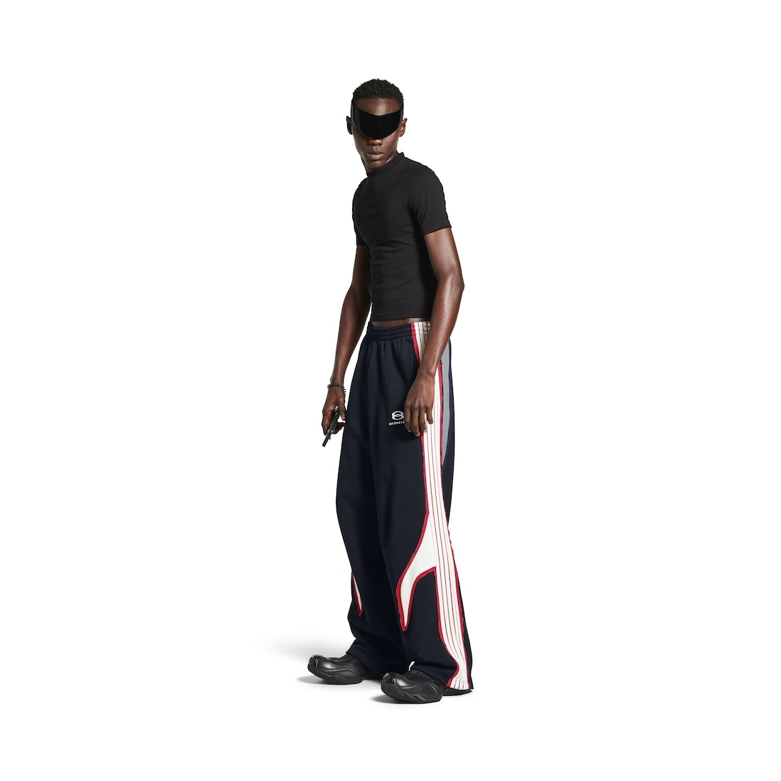 Men's Cut-up Oversized Sweatpants in Faded Black/white - 2