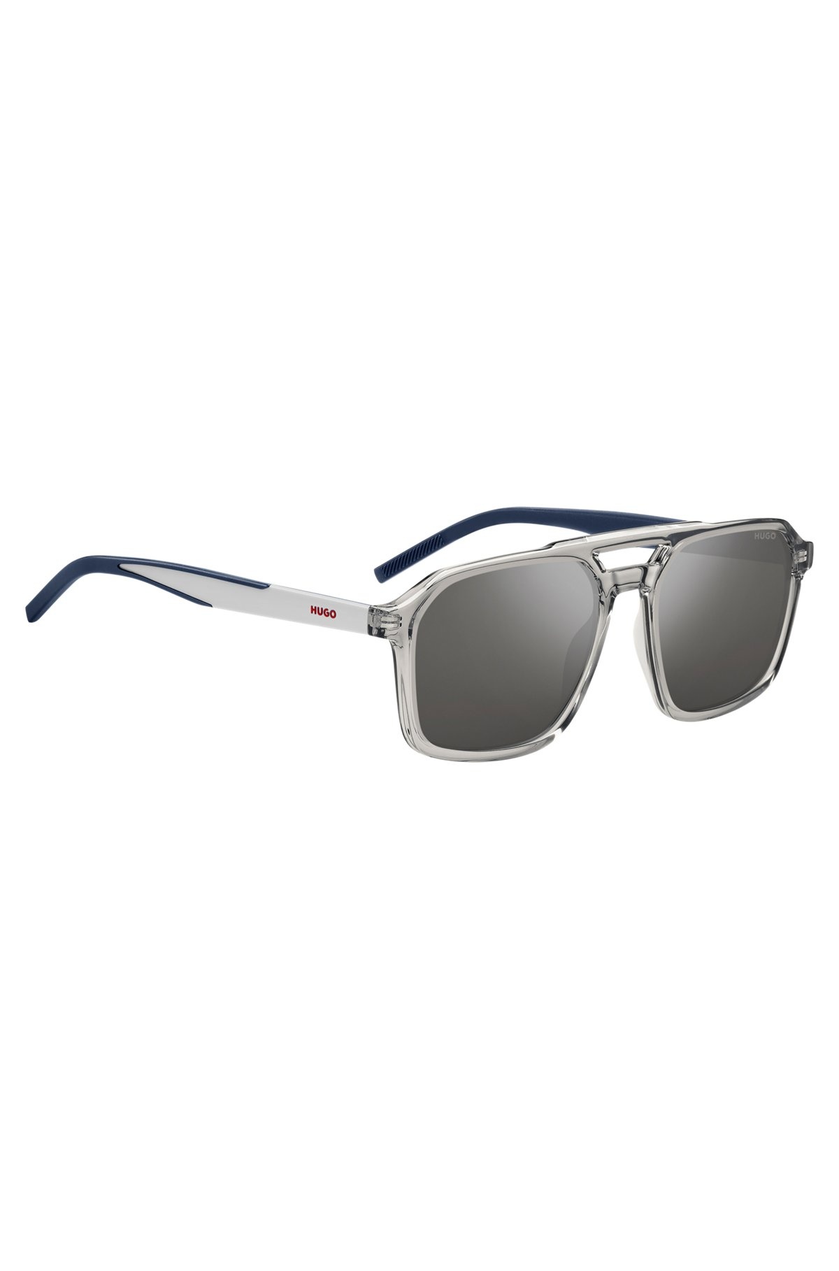 DOUBLE-BRIDGE SUNGLASSES WITH BLUE AND WHITE DETAILS - 4