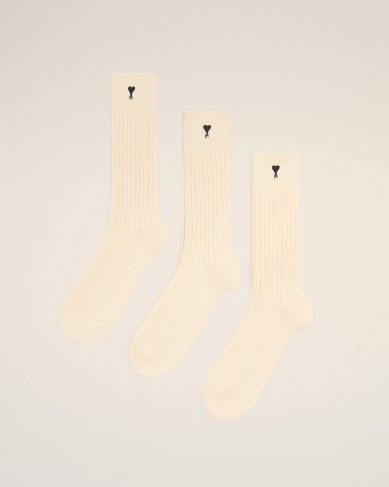 NATURAL COTTON THREE PACK BLACK AMI DE COEUR SOCKS 1