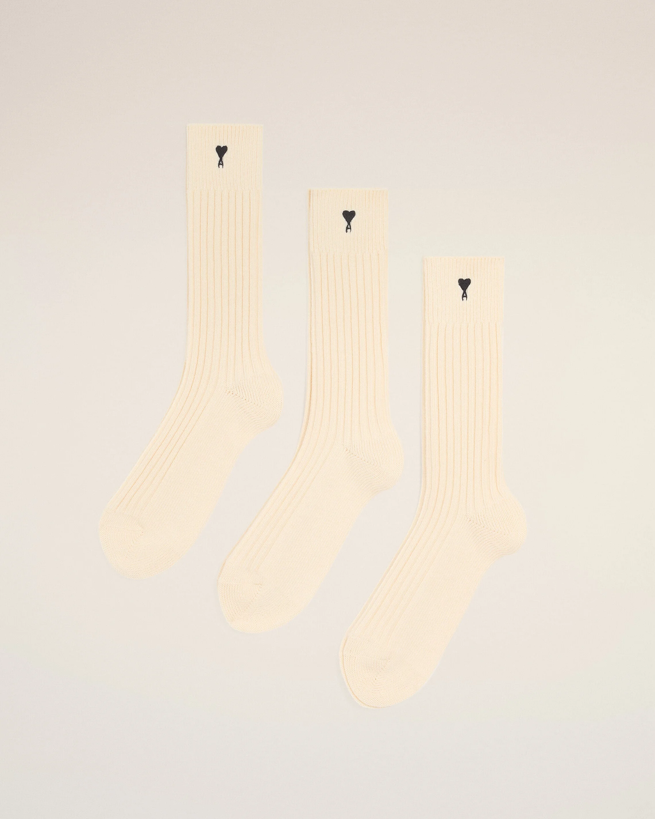 NATURAL COTTON THREE PACK BLACK AMI DE COEUR SOCKS - 1
