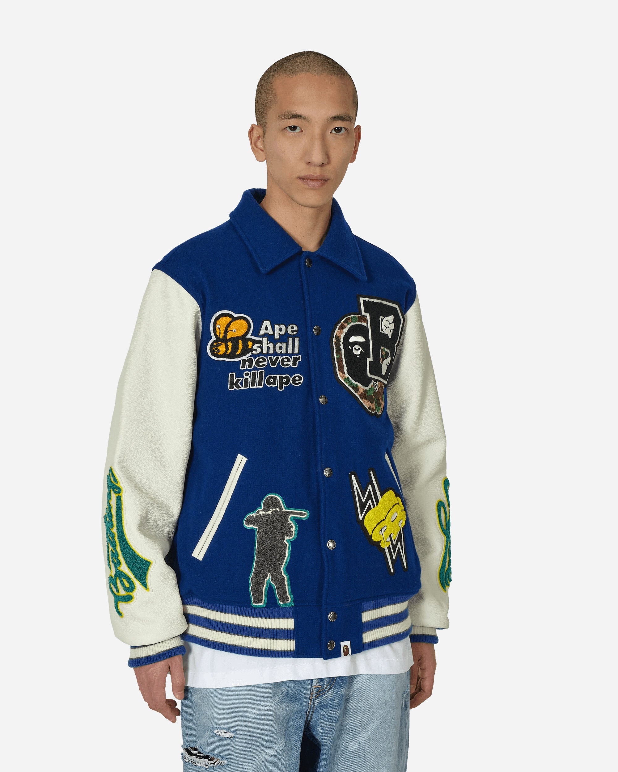 Bape Varsity Jacket Blue - 1