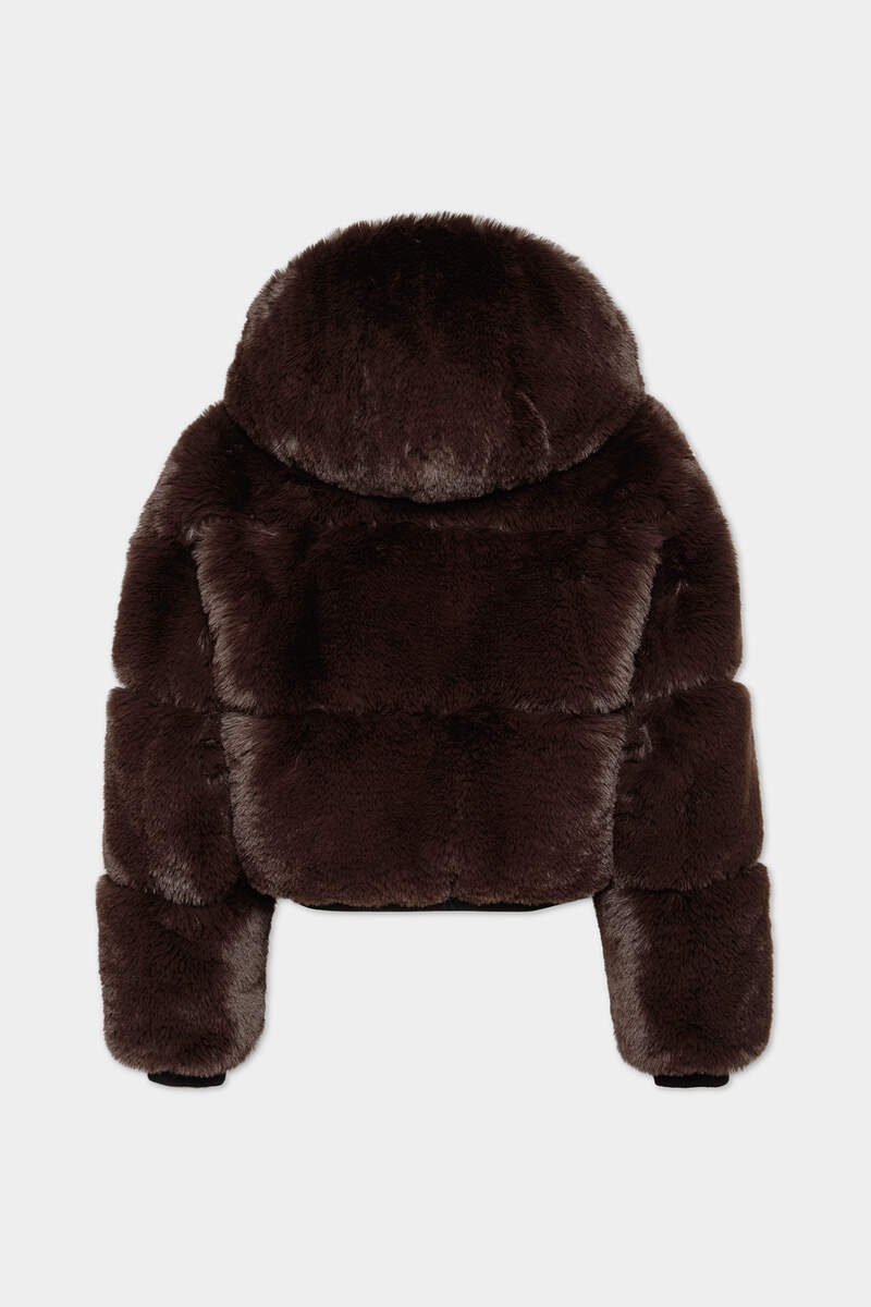 FAUX FUR HOODIE BOMBER JACKET - 2