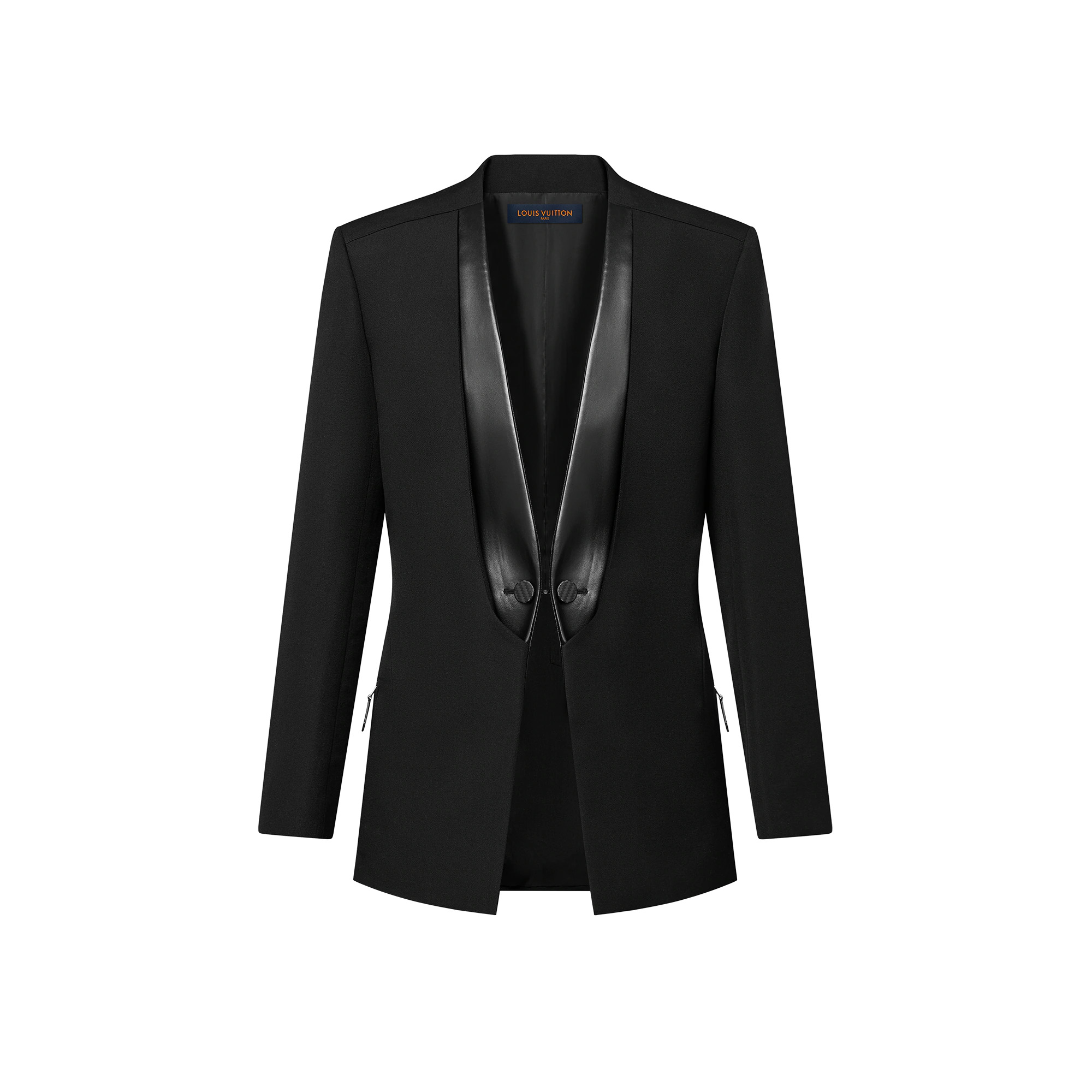 Leather Lapel Blazer - 1