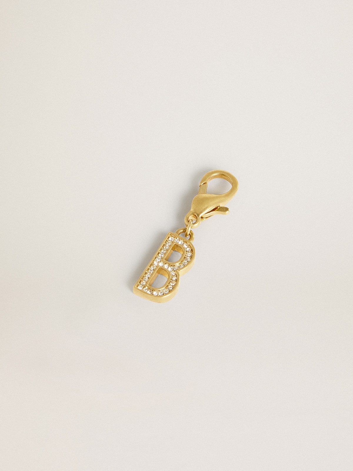 Letter B charm in gold-colored brass with crystals - 2