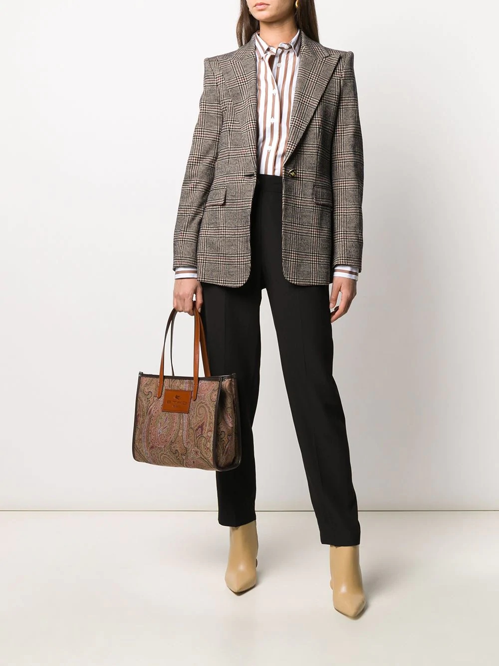 herringbone-check fitted jacket - 2