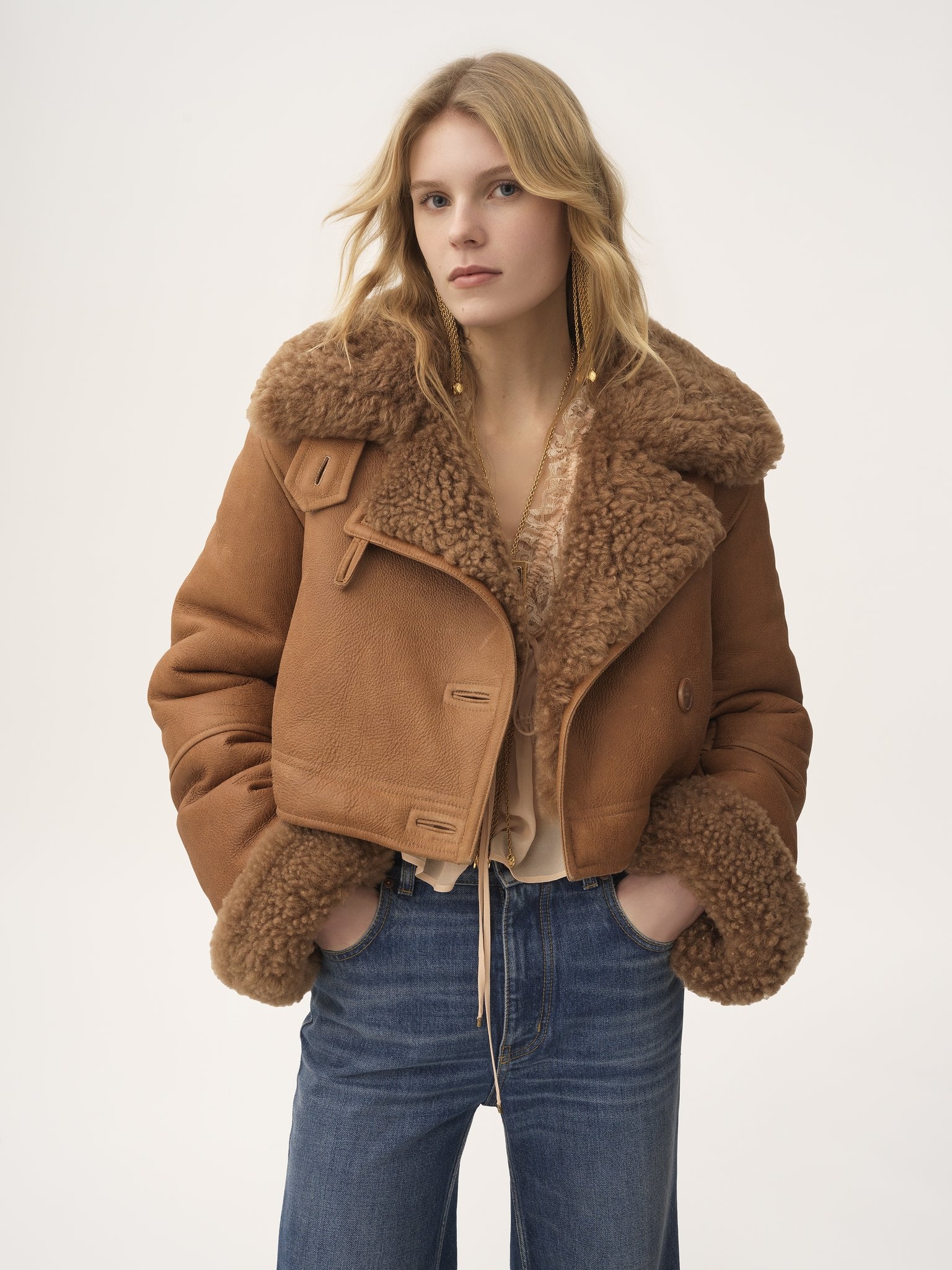 CROPPED BOXY JACKET IN LEATHER - 4