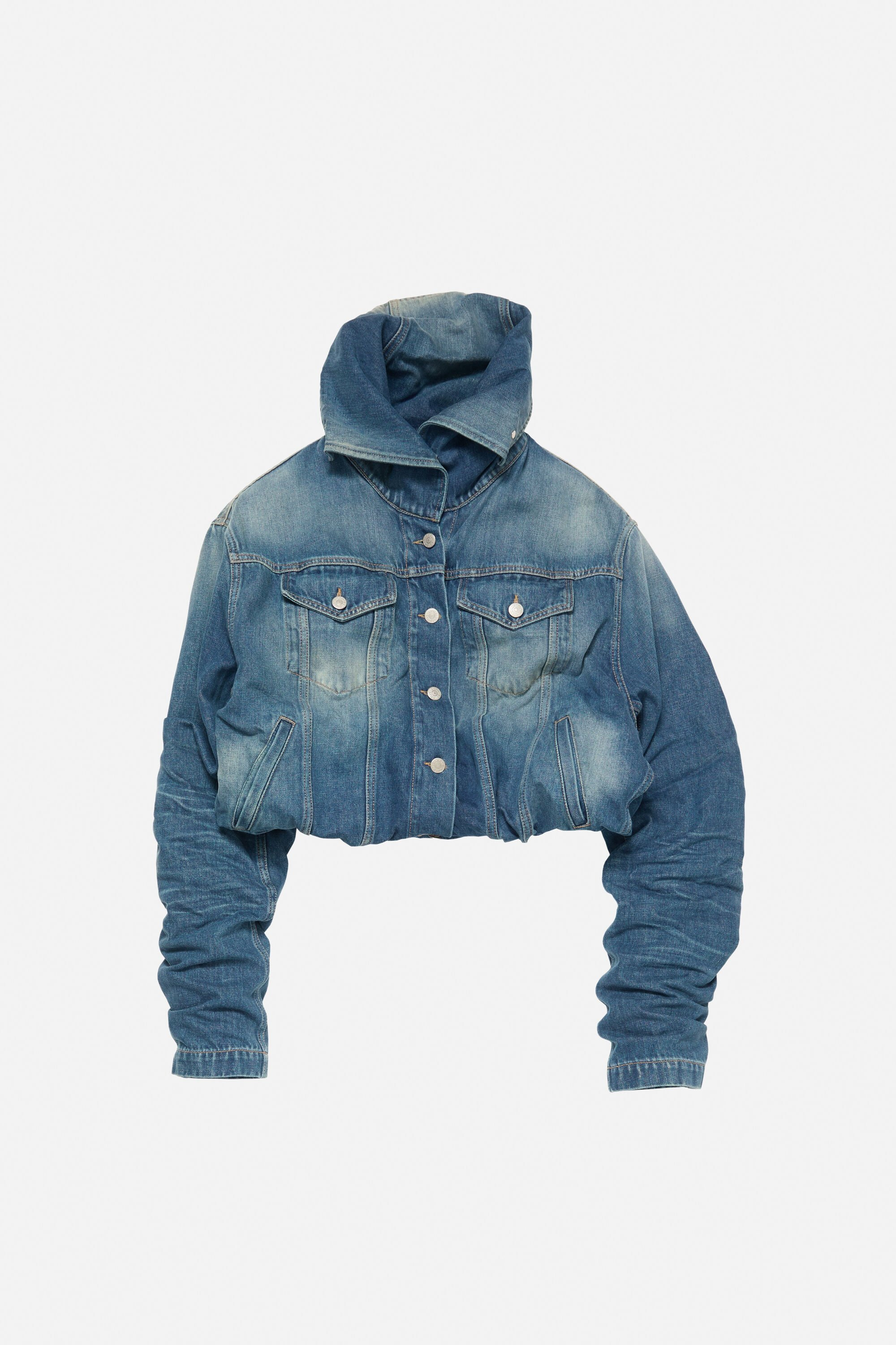 Crinkled denim jacket - Mid Blue - 6