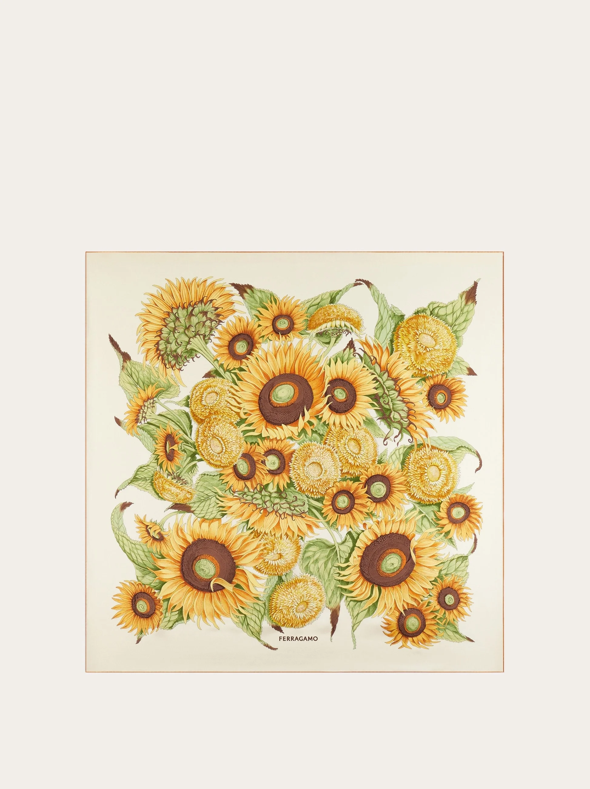 Sunflower print silk scarf - 1