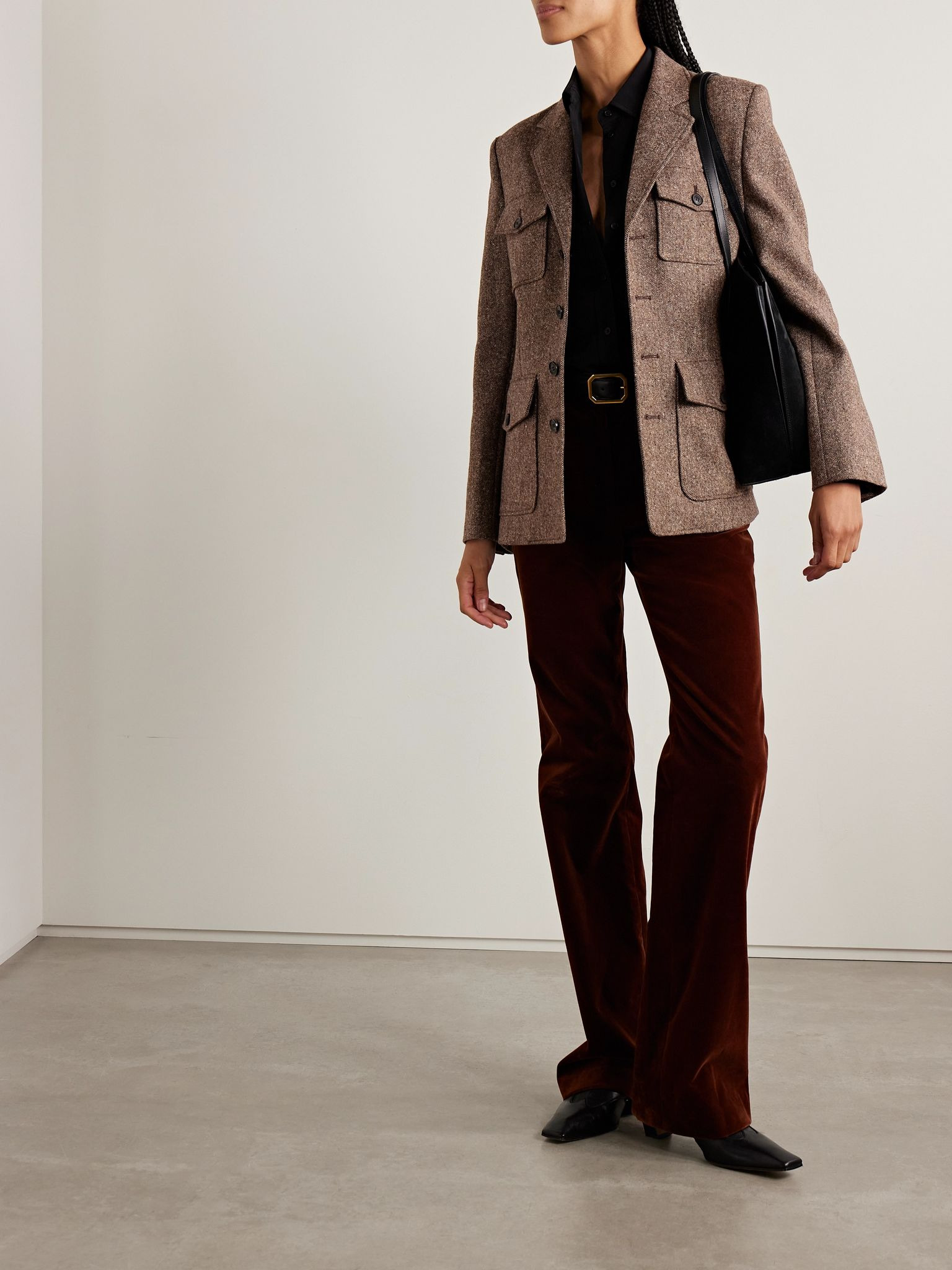 Fleur wool-blend tweed jacket Light brown - 2