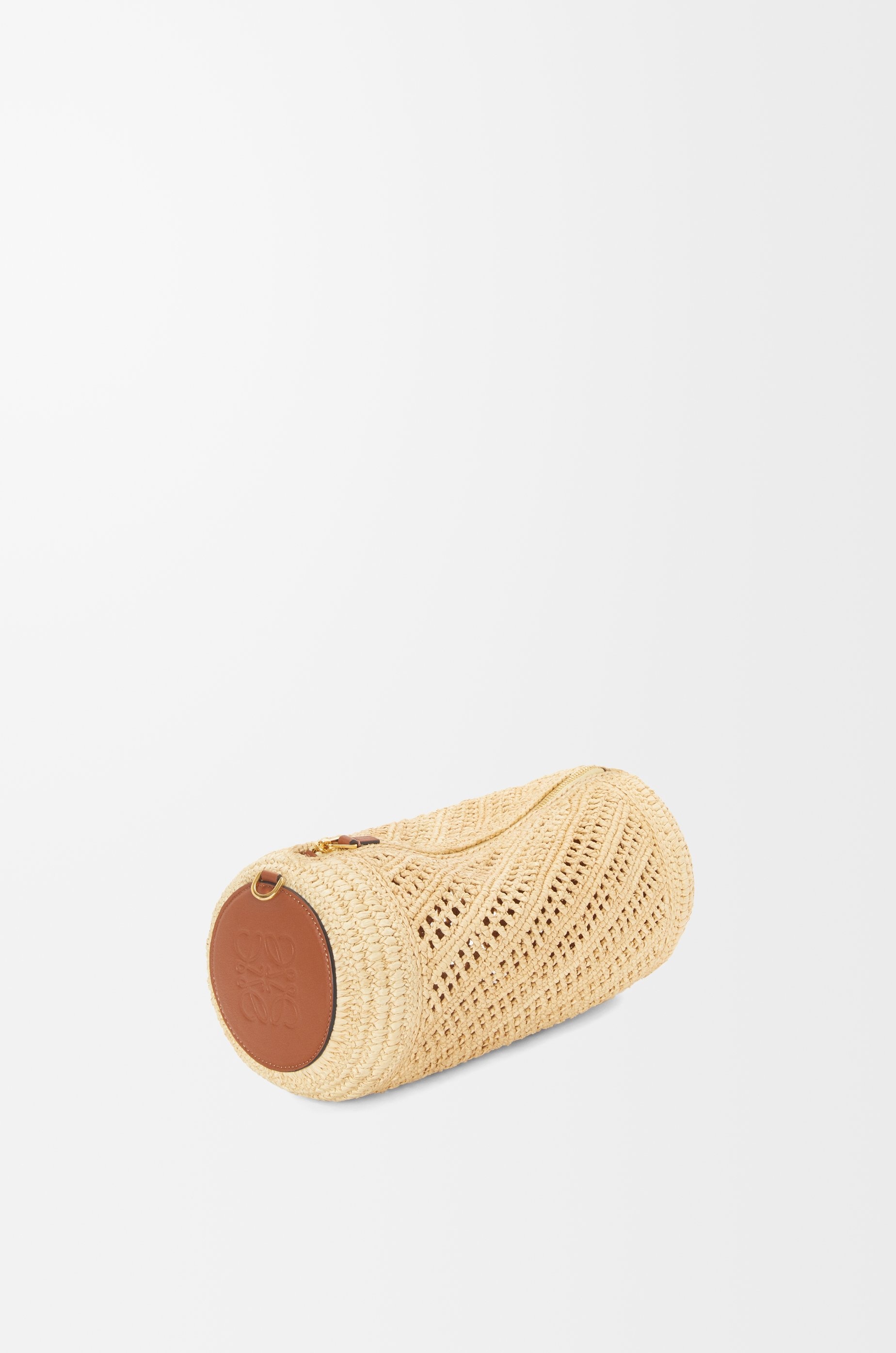 Bracelet pouch in raffia and calfskin - 4