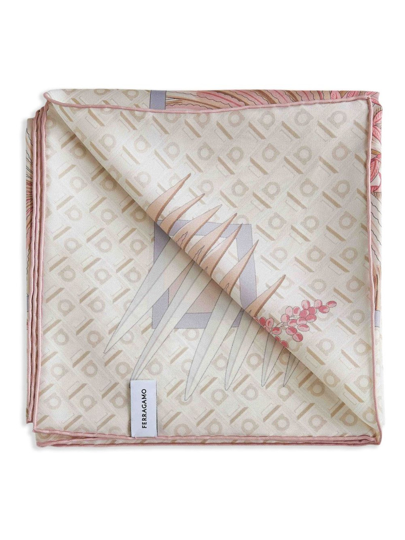 FERRAGAMO floral-motif silk scarf outlook