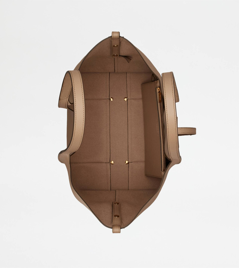 T TIMELESS SHOPPING BAG IN LEATHER SMALL - NATURAL 4