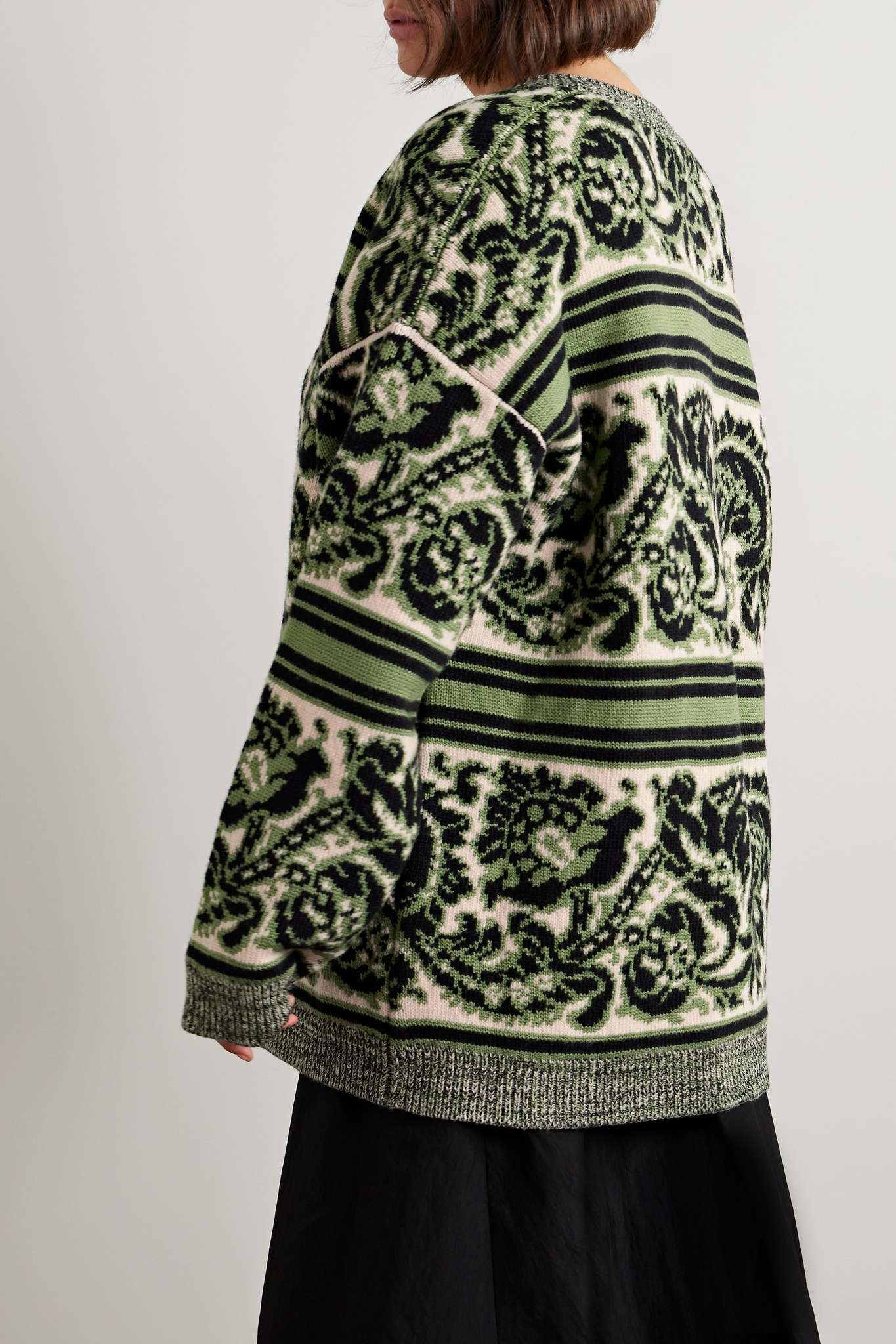 Oversized wool-blend jacquard cardigan - 4