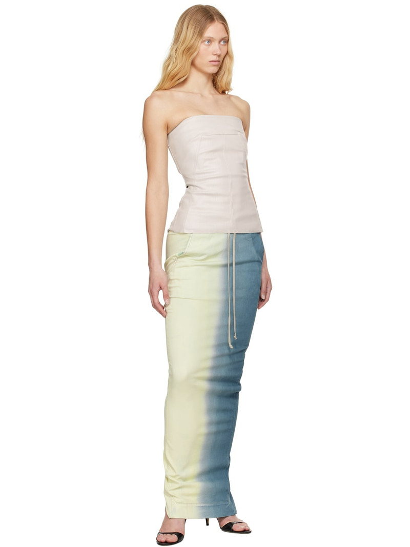 Rick Owens DRKSHDW Blue & Off-White Pull On Pillar Maxi Skirt outlook