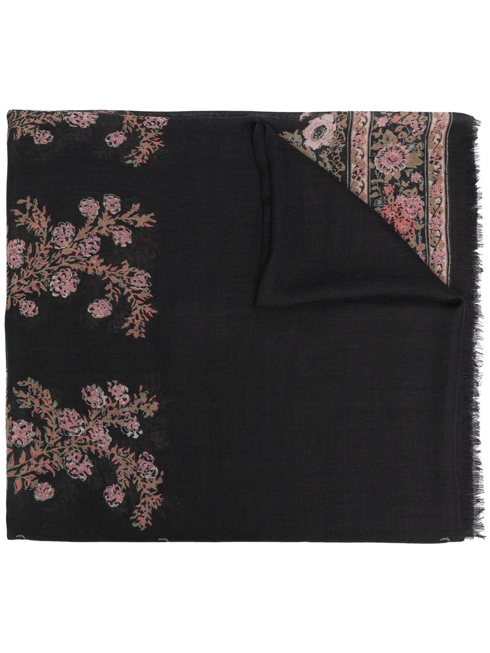 floral print cashmere scarf - 1