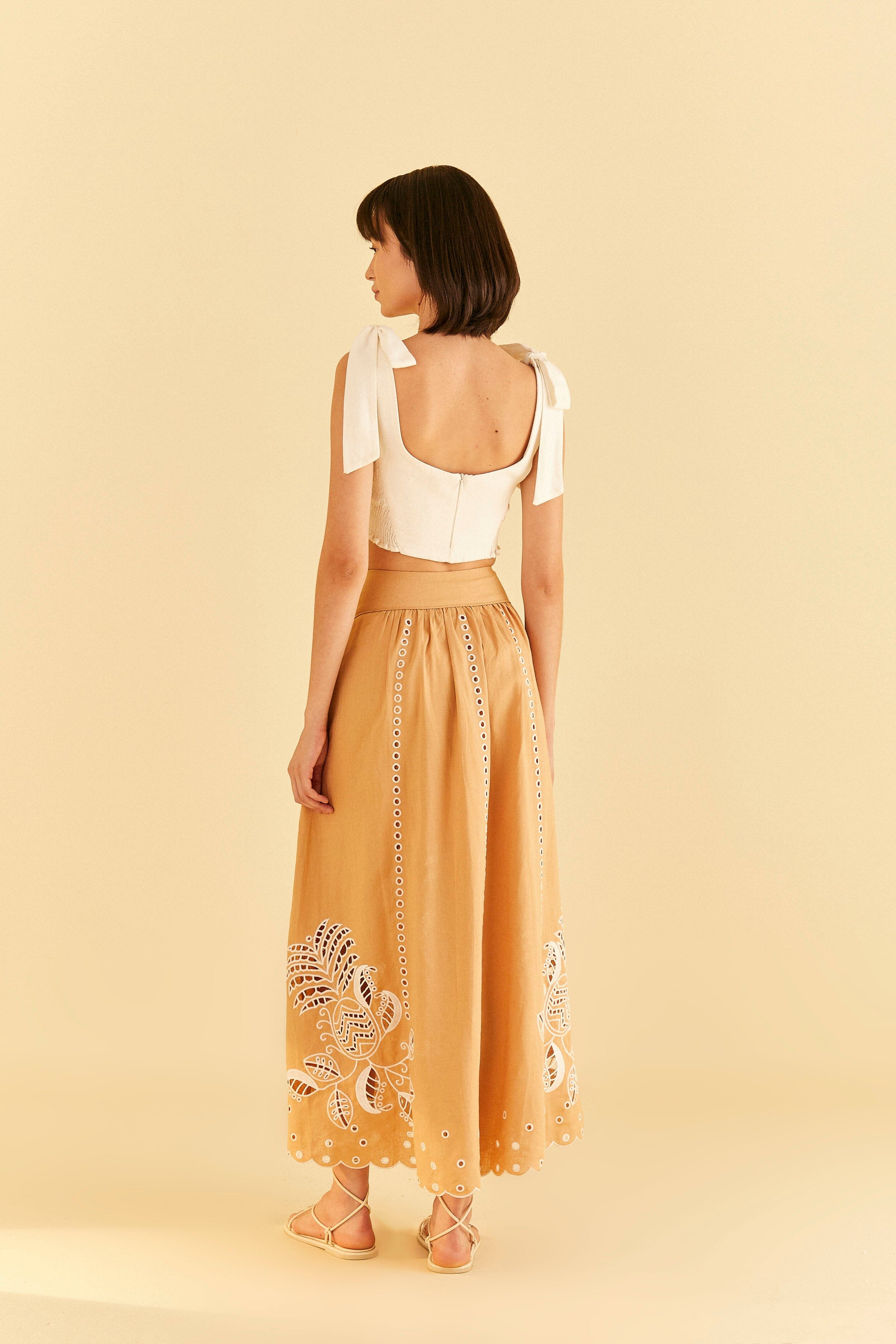 Sand Richelieu Midi Skirt - 10