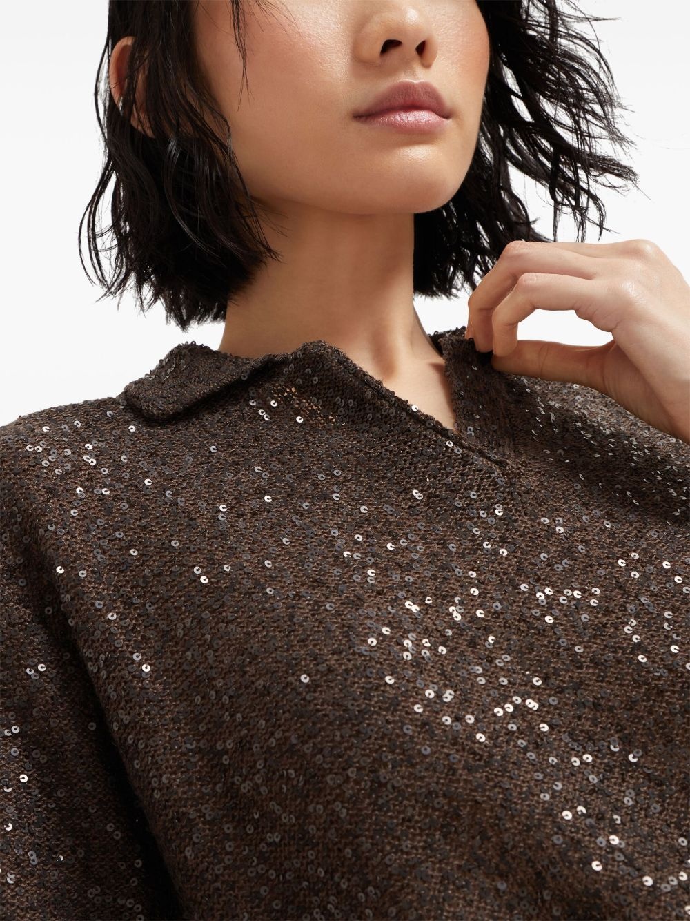 sequinned polo top - 6