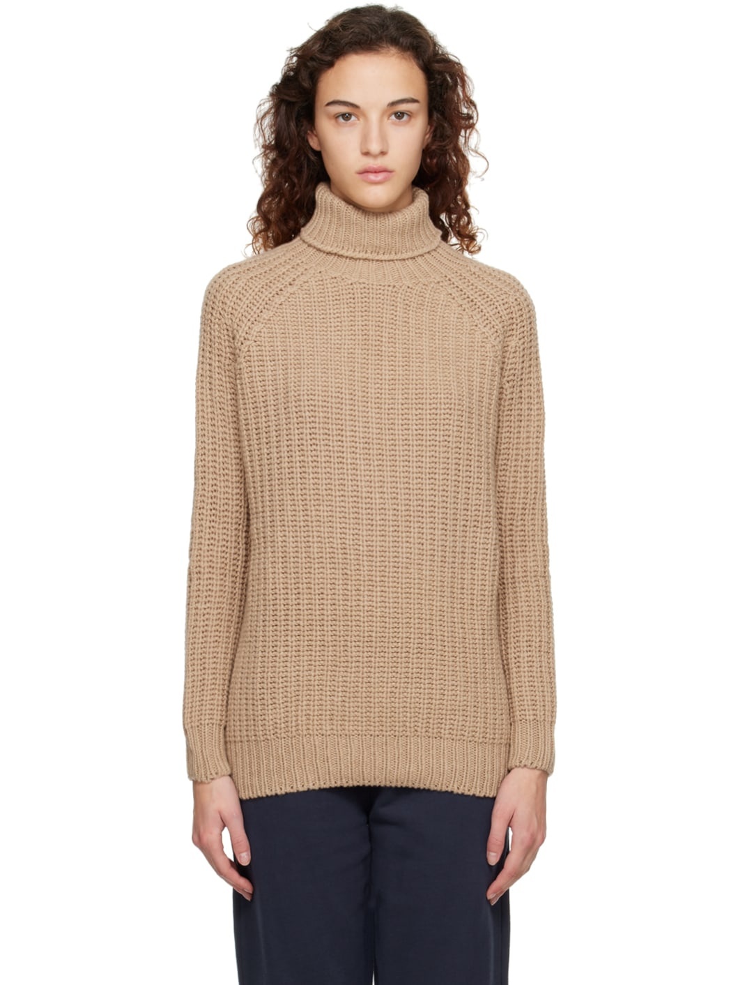 Beige Chunky Turtleneck - 1