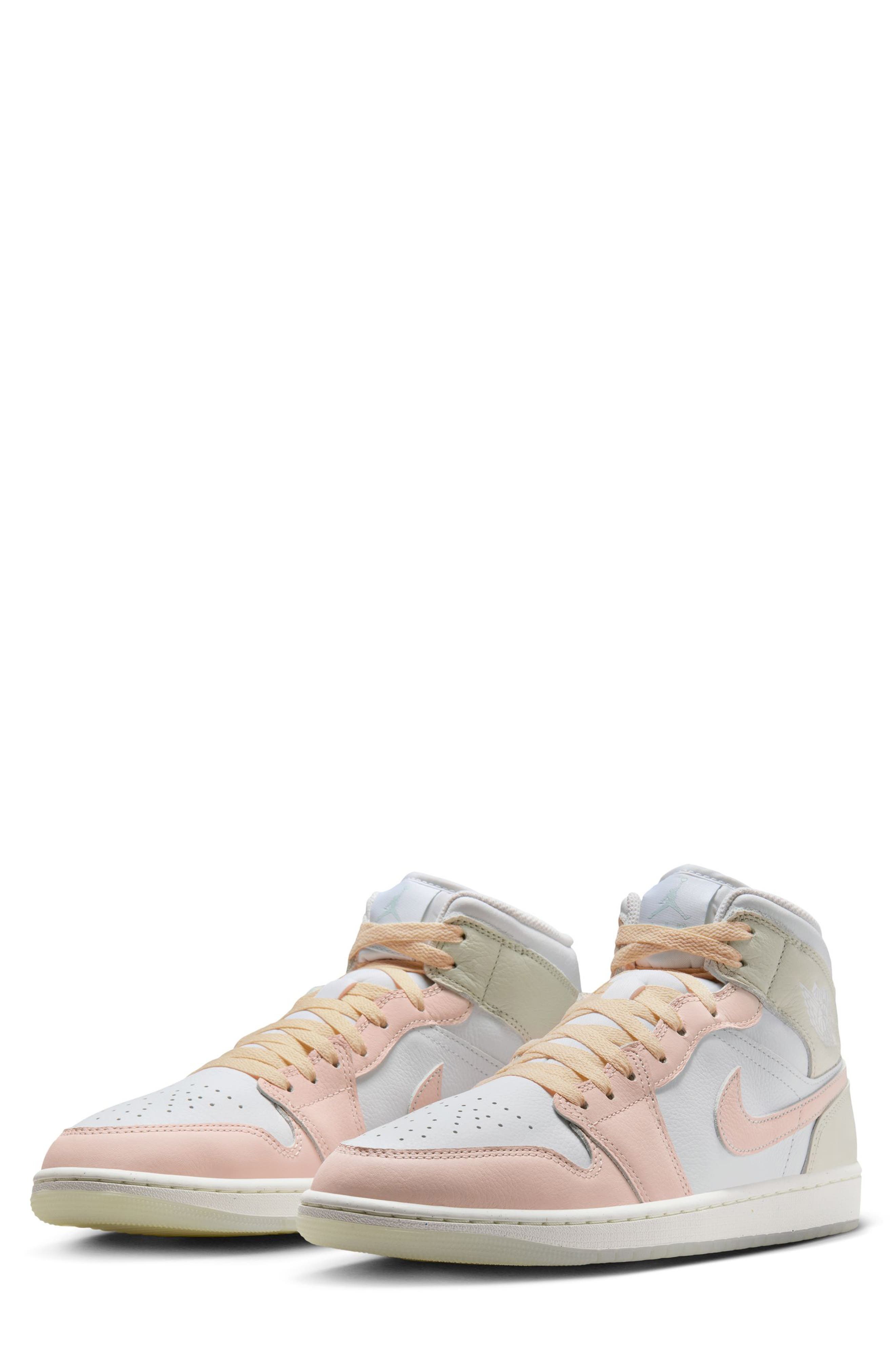 Air Jordan 1 Mid SE Sneaker in White/Guava Ice/Glacier Blue at Nordstrom - 1