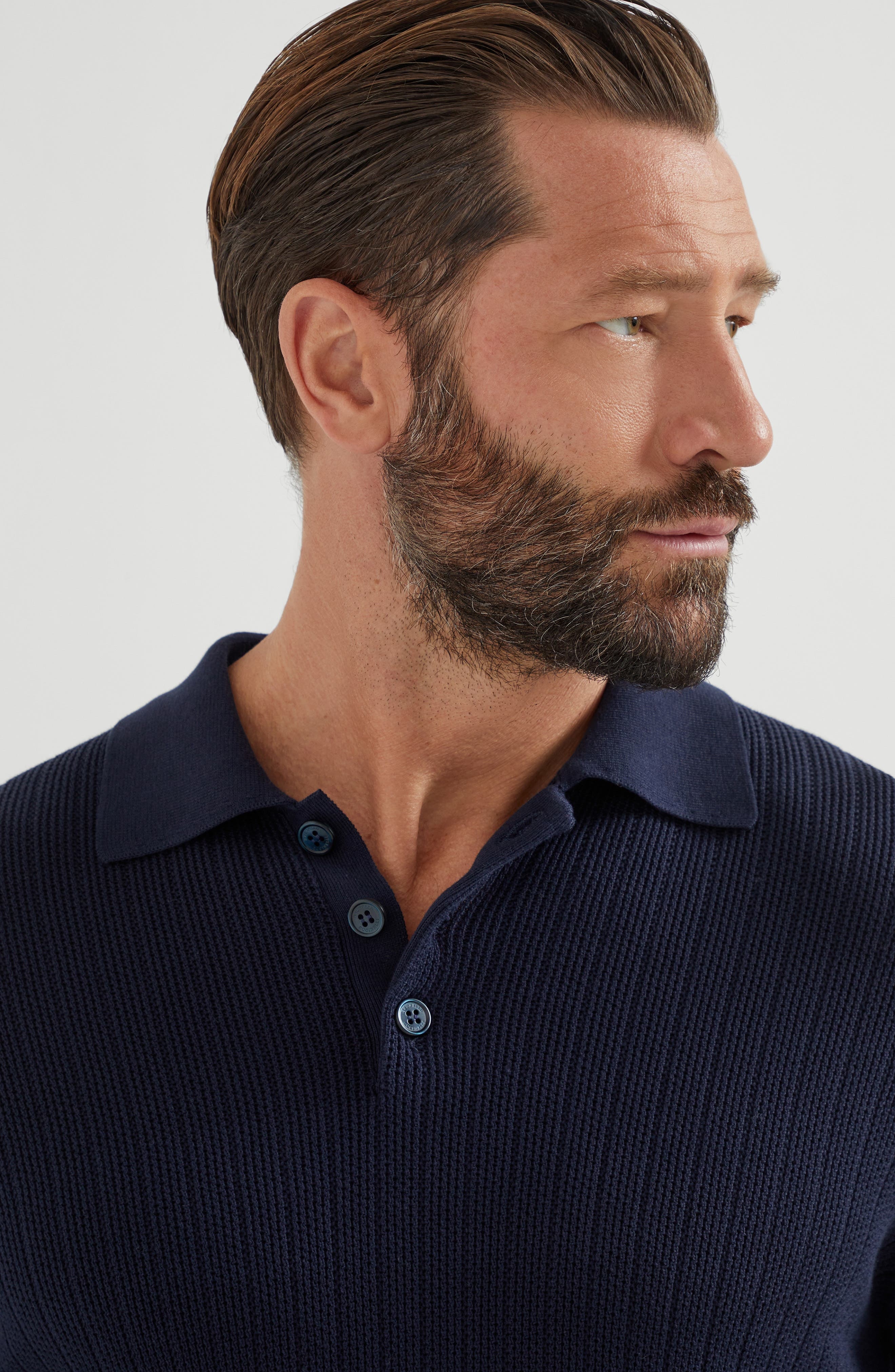 Brunello Cucinelli Rib knit polo in Navy Blue at Nordstrom - 4