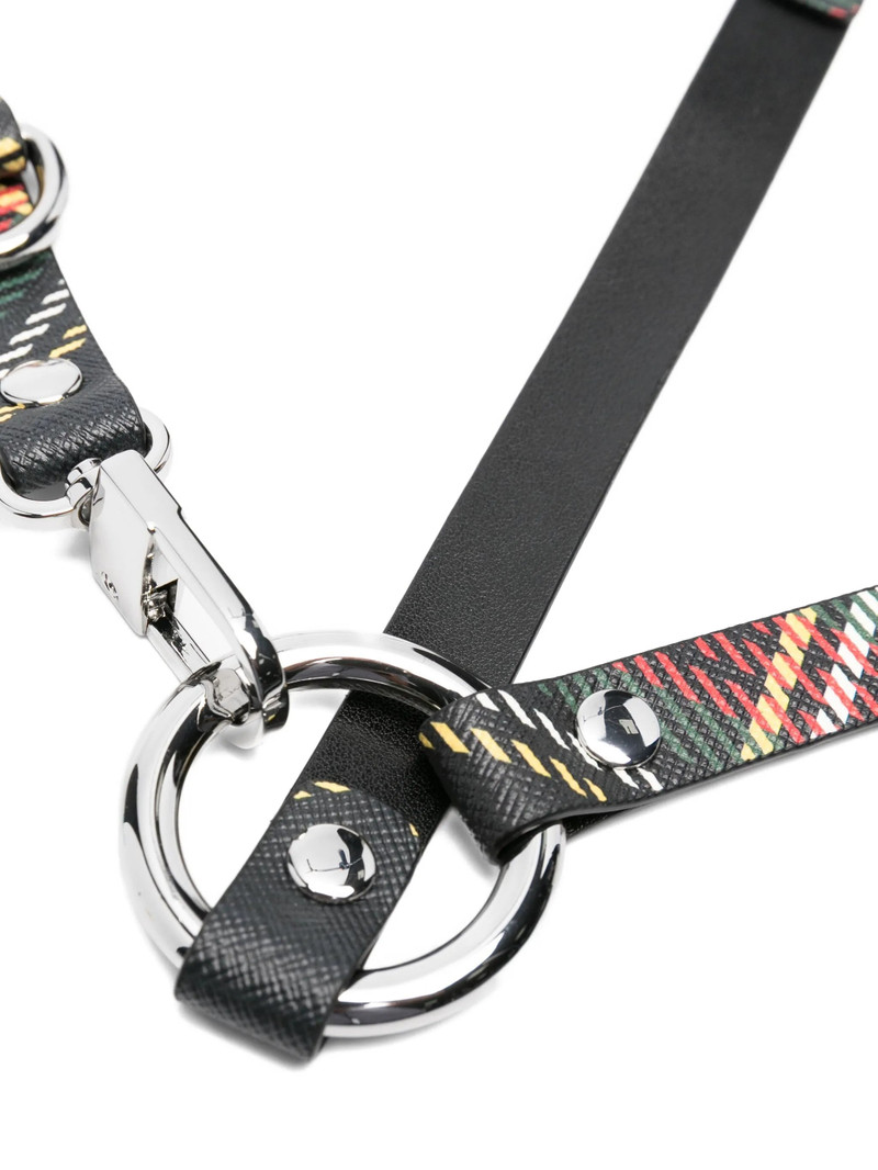 Vivienne Westwood Vivienne Westwood Stud Plaid-pattern Leather Belt Harness outlook