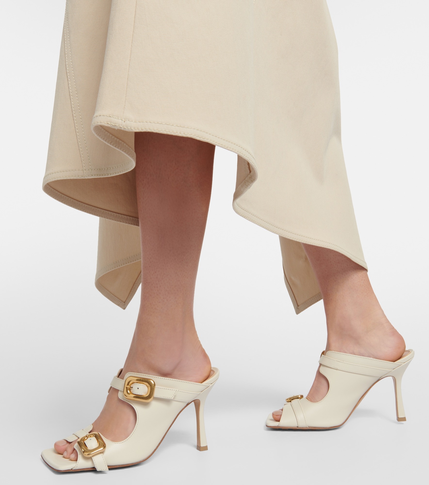 Stretch Buckle leather mules - 4